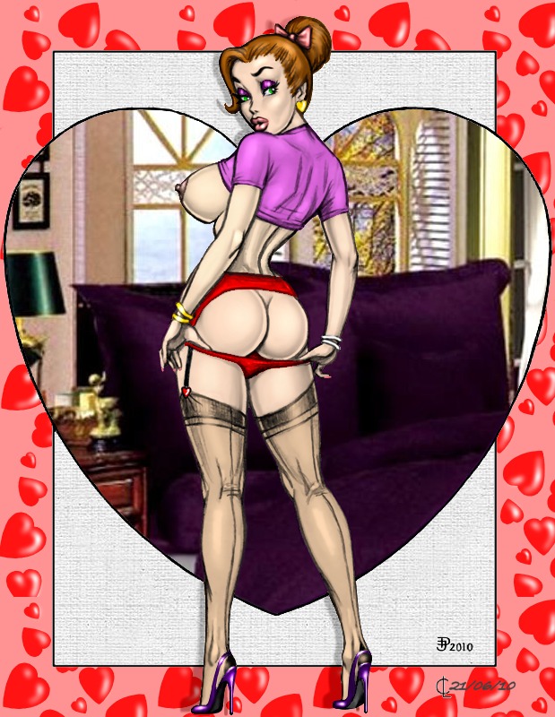 2010 artist_request ass big_boobs black_stockings boobs bow bracelet breasts disney earrings erect_nipples exposed_breasts eyeshadow female female_only garter_belt garter_straps green_eyes high_heels human jessica_rabbit large_breasts lingerie lipstick looking_back looking_over_shoulder naughty_face nipples pink_lipstick pink_shirt ponytail red_hair red_lingerie red_thong redhead rule34 shirt_lift sideboob solo stiletto_heels stockings thong thong_down thong_pull who_framed_roger_rabbit