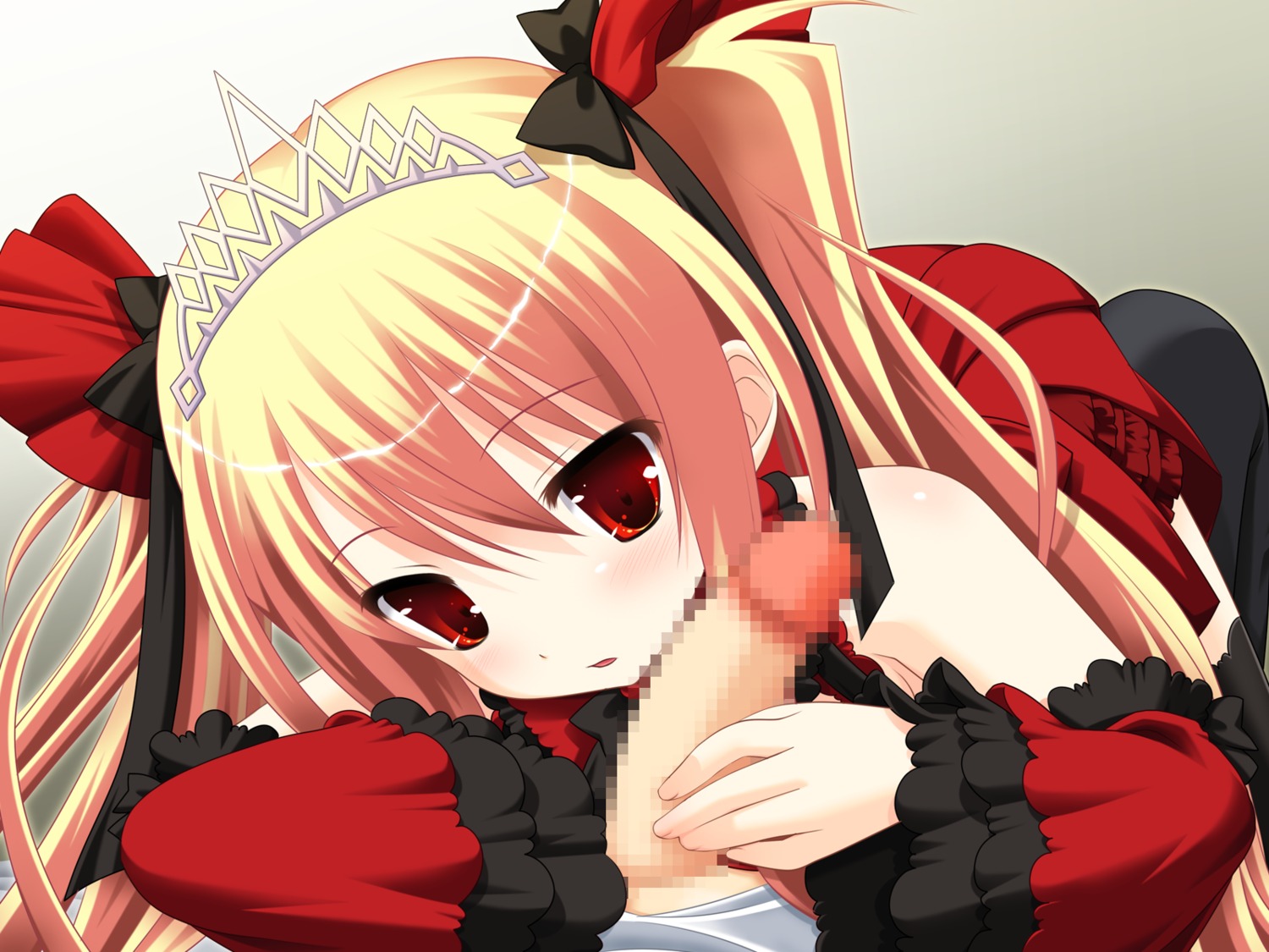 blonde_hair bloody_rondo censored female game_cg luna_freed_queen makita_maki male penis red_eyes rule34 tied_hair twintails