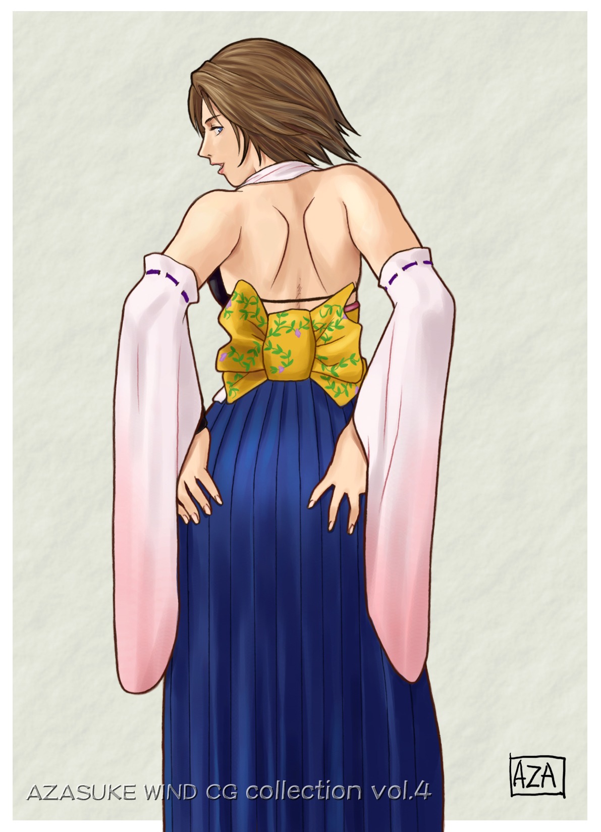 1girls 2d ass azasuke female female_only final_fantasy final_fantasy_x highres rule34 solo solo_female yuna