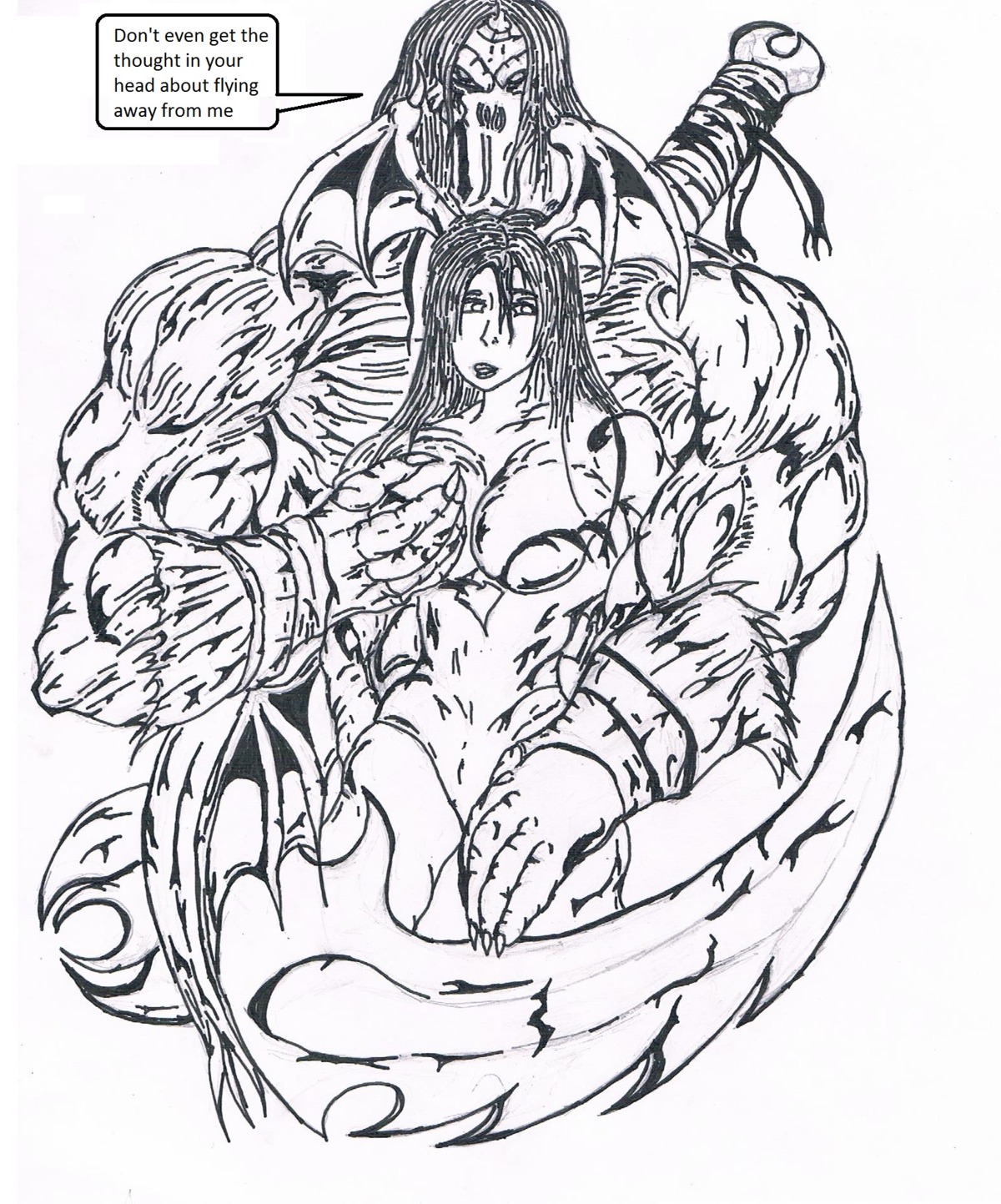 capcom crossover darksiders darkstalkers death death_(darksiders) duo e621 english_text female hi_res male male/female morrigan_aensland muscular muscular_male nephilim simple_background succubus text white_background yautaian-darkness_(artist) yautjaian-darkness