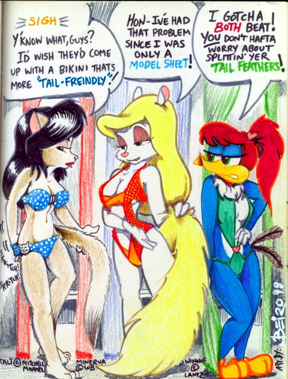 alternate_body_type alternate_breast_size animaniacs anthro avian bird breasts crossover female furry marmelmm minerva_mink mink mustelid musteline rule34 the_woody_woodpecker_show weasel winnie_woodpecker woodpecker