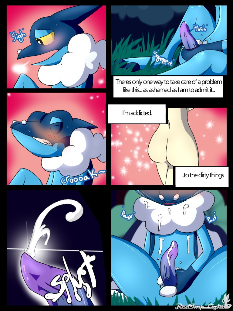 3:4 amphibian animal_noises blue_body blush blush_lines bodily_fluids butt cherry_the_trainer_(redimplight) comic croaking cum cum_on_self cumshot digital_media_(artwork) e621 ejaculation english_text erection eyes_closed frogadier generation_6_pokemon genital_fluids genitals grass holding_penis human male mammal masturbation membrane_(anatomy) night nintendo nude orgasm penile penile_masturbation penis plant pokemon pokemon_(species) rear_view redimplight solo spread_legs spreading text webbed_hands yellow_sclera zero_(redimplight)