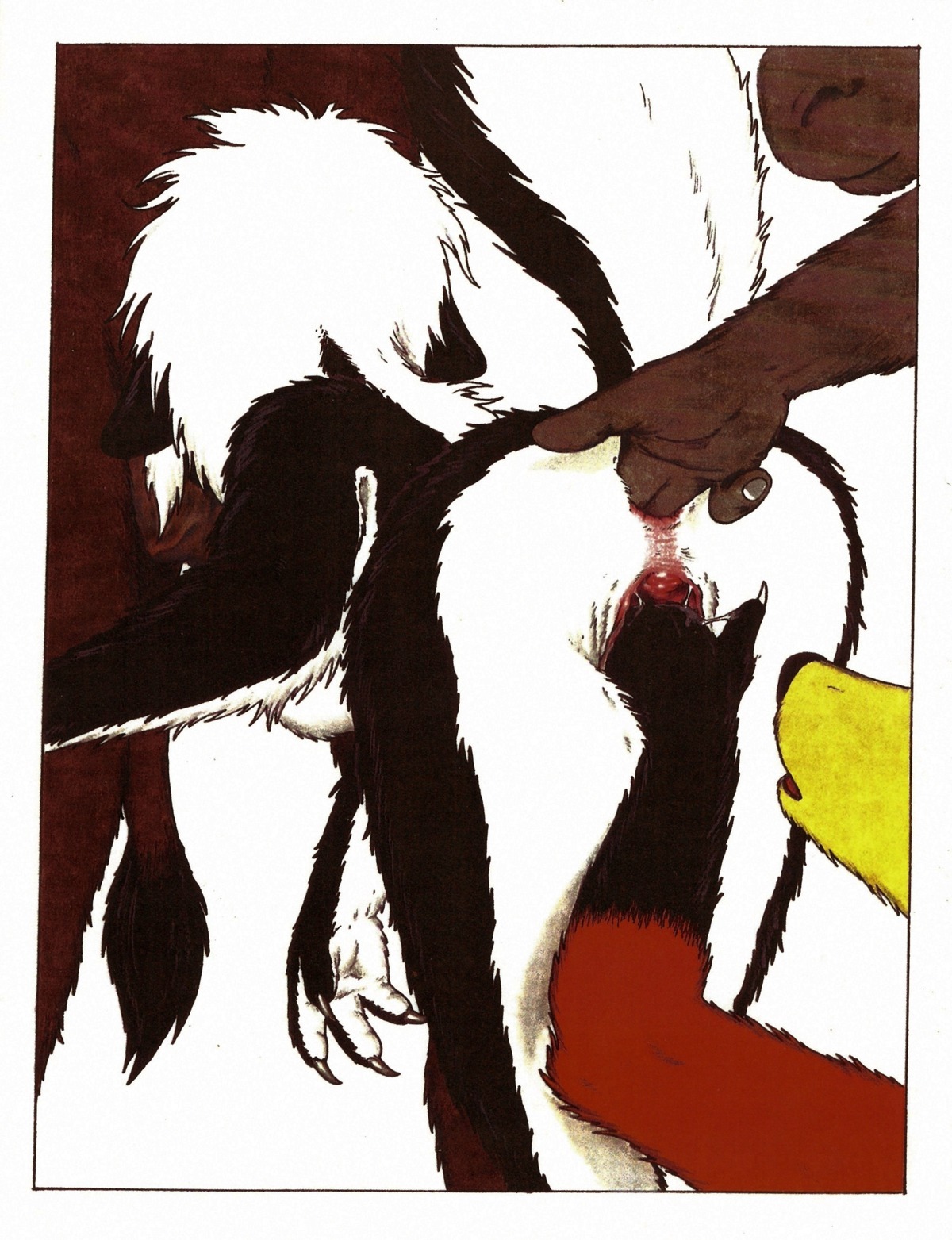 absurd_res ambiguous_gender anal anal_fingering anal_penetration anthro anus asinus bodily_fluids canid canine donkey e621 equid equine female fingering fisting foursome fox gaping genital_fluids genitals group group_sex hi_res james_m_hardiman lori_(jmh) male male/female mammal marker_(artwork) mephitid nude oral penetration raised_tail sex simple_background skunk tail traditional_media_(artwork) vaginal vaginal_fingering vaginal_fluids vulva white_background