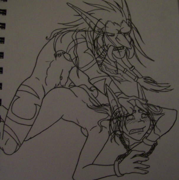 blizzard_entertainment blood_elf bondage elf female male monochrome rape rough_sketch rule34 tagme troll troll_(warcraft) warcraft world_of_warcraft