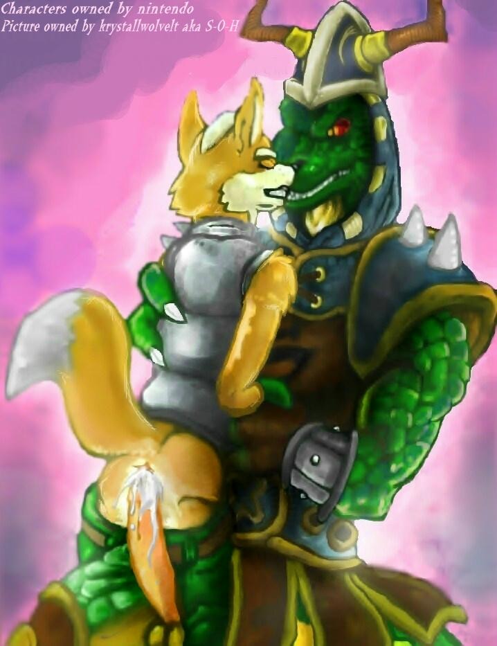 anthro ass buggery canine color cum cum_in_ass cum_inside fox fox_mccloud fur furry general_scales interspecies male male_only mammal multiple_males rule34 s-o-husky sex sharpclaw star_fox yaoi
