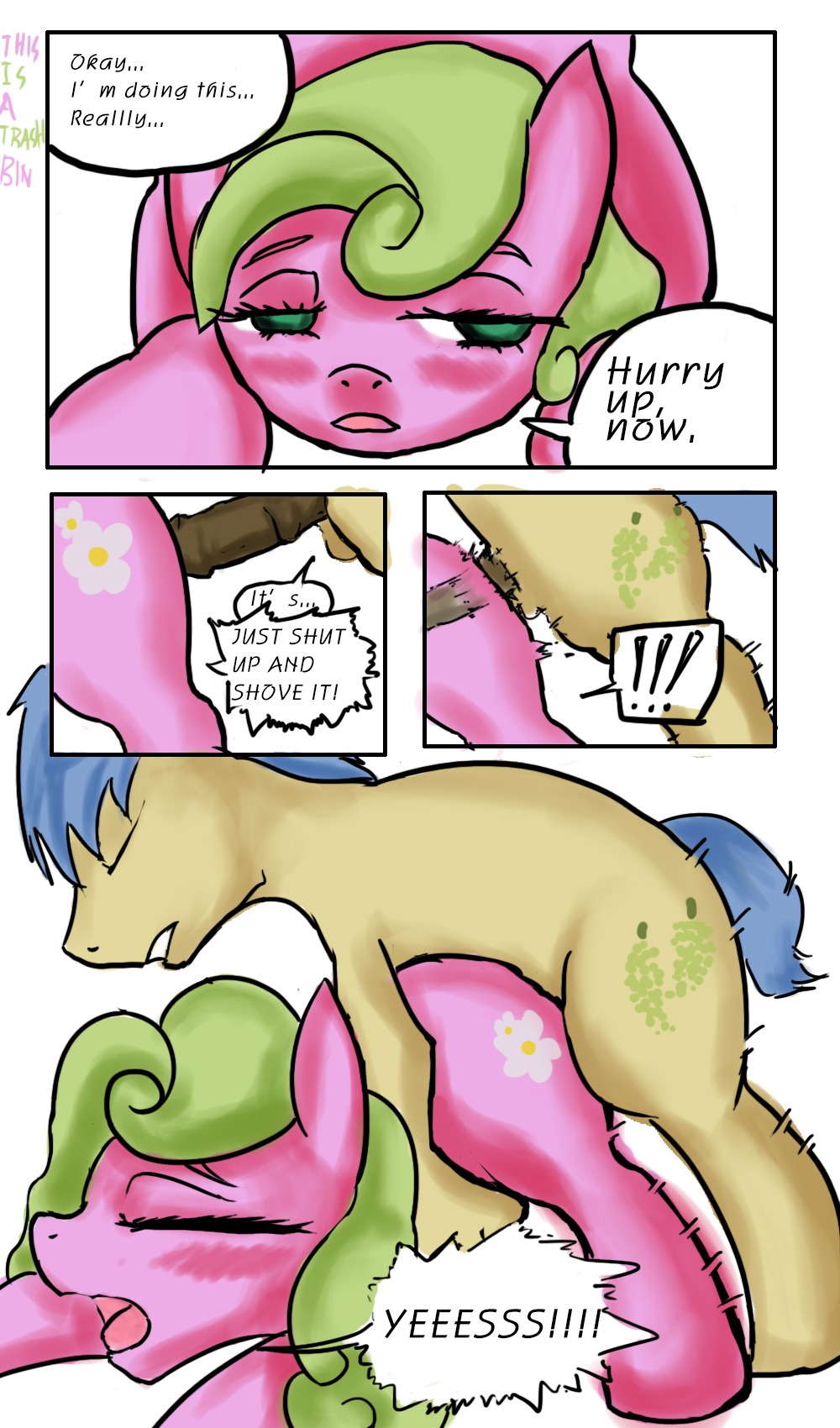 bent_over blush comic cutie_mark daisy_(mlp) dialogue duo e621 earth_pony english_text equid equine erection eyes_closed female female_penetrated feral friendship_is_magic genitals hasbro hi_res horse lyun male male/female male_penetrating male_penetrating_female mammal my_little_pony nude open_mouth penetration penis pony quadruped sex sir_colton_vines_iii_(mlp) tail text
