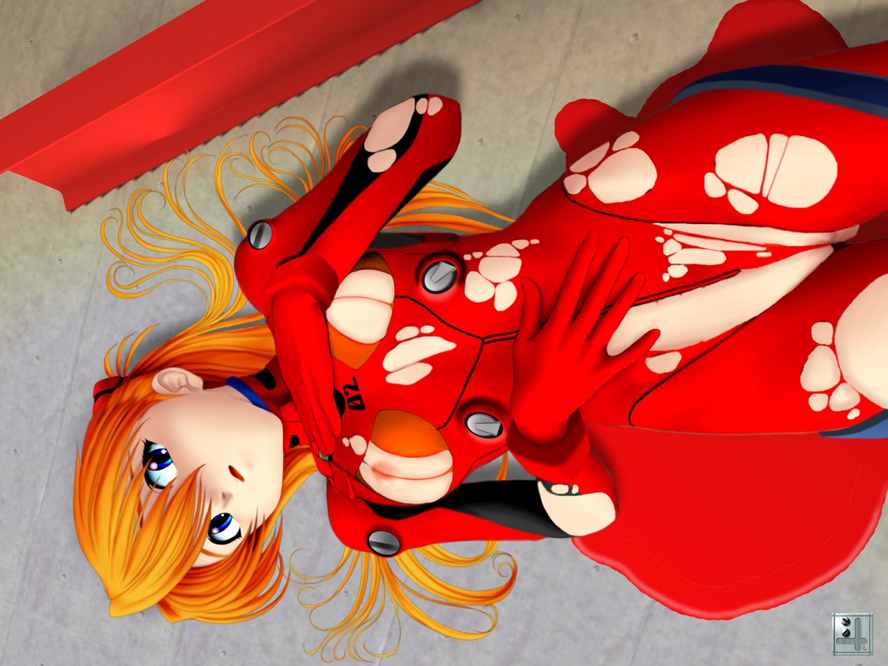 1girls asuka_langley_sohryu blue_eyes bodysuit breasts clothing female human laying_down light-skinned_female light_skin long_hair neon_genesis_evangelion nipples on_floor open_mouth orange_hair pilot_suit plugsuit rule34 small_breasts tagme torn_clothes
