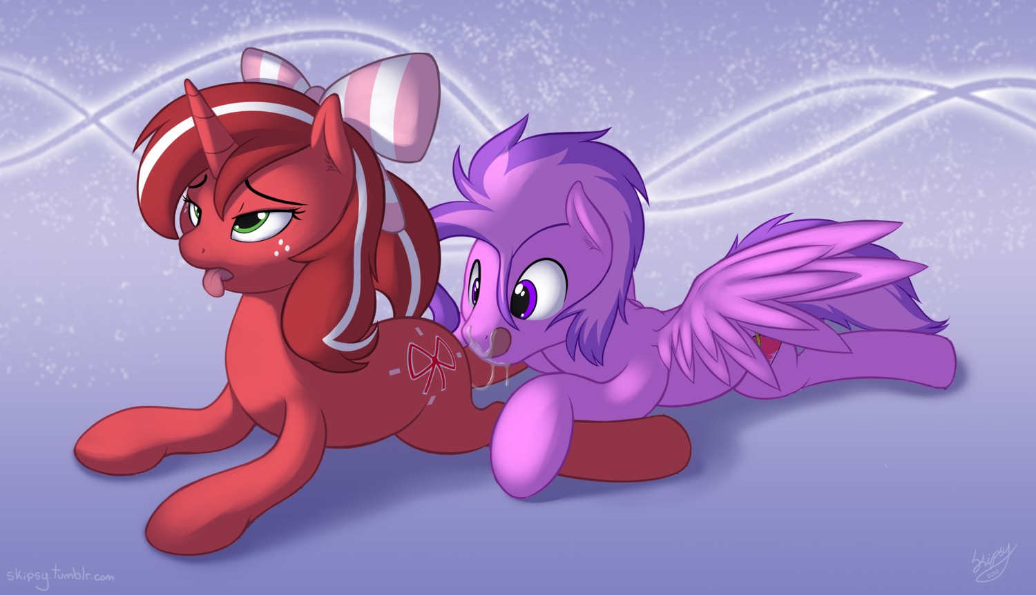 2012 bodily_fluids cutie_mark duo e621 equid equine fan_character feathered_wings feathers female feral freckles genital_fluids green_eyes hair hasbro hi_res horn licking male male/female mammal multicolored_hair my_little_pony mythological_creature mythological_equine mythology nude open_mouth oral pegasus purple_eyes quadruped sex signature skipsy sweet_strokes tail tongue tongue_out two_tone_hair unicorn vaginal_fluids wings