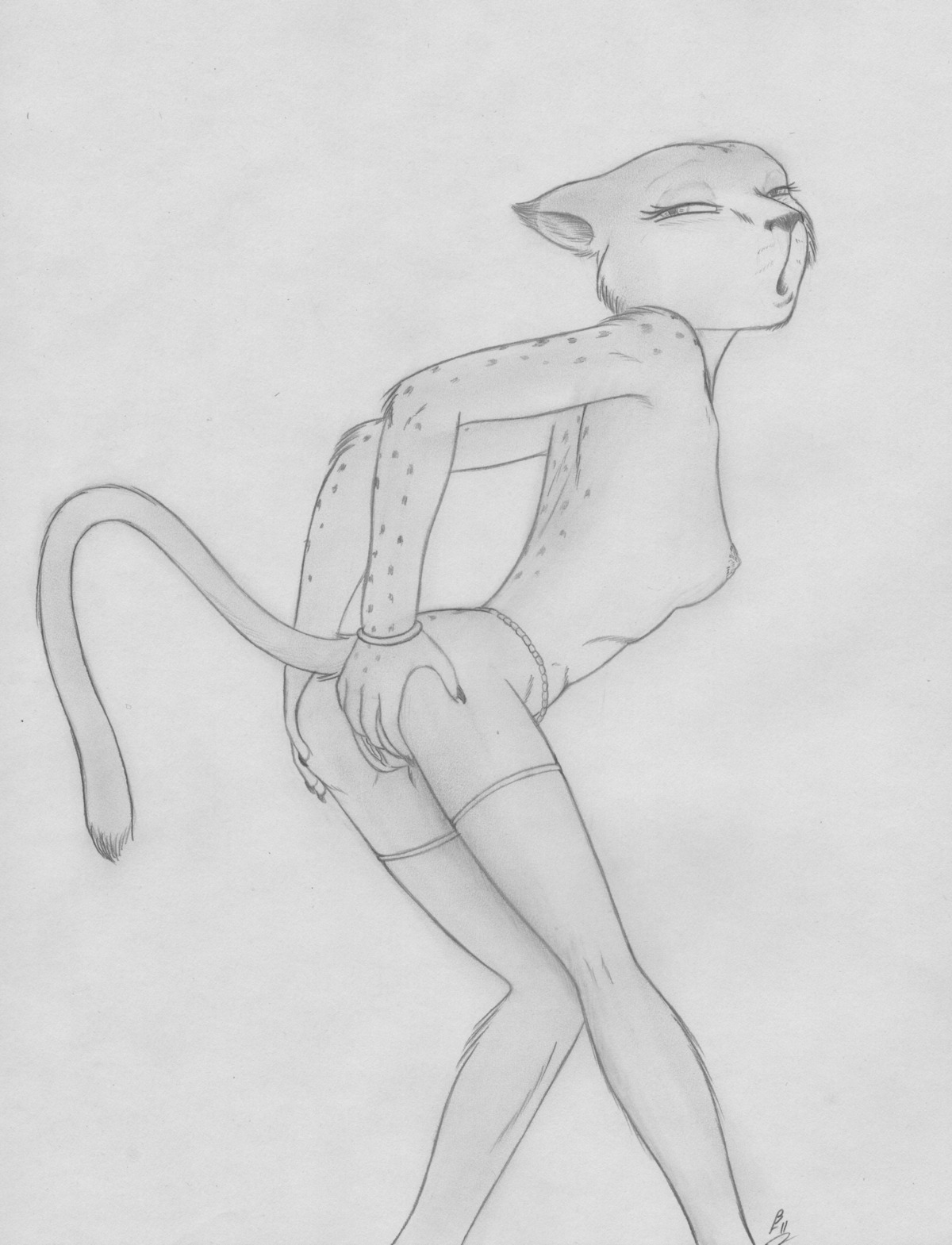 absurd_res adolescent anthro azirik bracelet breasts catfolk clothing e621 eyelashes felid female genitals half-closed_eyes hasbro hi_res jewelry legwear leonin loli magic:_the_gathering mammal mirri_cat_warrior monochrome narrowed_eyes nipples presenting raised_tail simple_background small_breasts solo stockings tail thin_calves thin_legs thin_thighs vulva white_background wizards_of_the_coast young young_anthro young_female