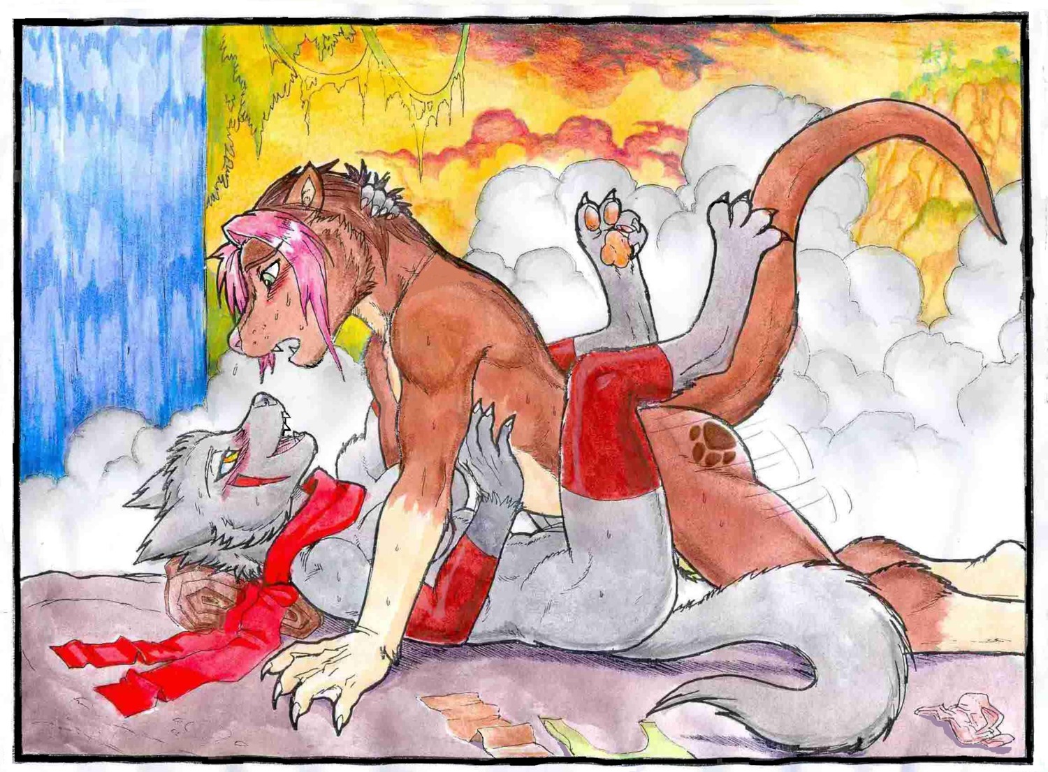 anthro blush blush_lines breasts canid canine canis claws duo e621 eye_contact female final_fantasy final_fantasy_unlimited from_front_position hi_res interspecies legs_up live_to_tell looking_at_another looking_pleasured lying male male/female mammal mariano membrane_(anatomy) missionary_position mustelid nude on_back otter pawpads ru_(final_fantasy_unlimited) sex square_enix tail third-party_edit toe_claws tyler_mcrae water waterfall webbed_hands wolf
