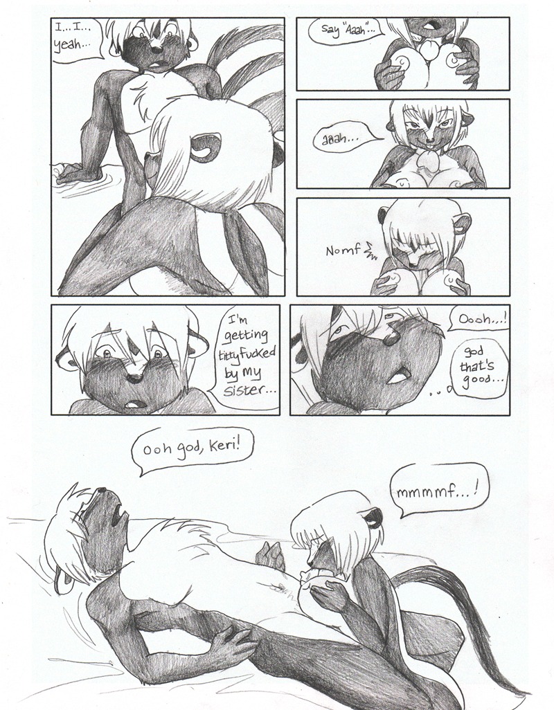 adolescent anthro blockage_(layout) blush blush_lines borderless_panel breast_play breasts brother_(lore) brother_and_sister_(lore) chest_tuft comic content_repetition devon_(nikora_angeli) dialogue duo e621 english_text erection fellatio female female_penetrated first_person_view fur genitals glans greyscale hair horizontal_blockage horizontal_staggering humanoid_genitalia humanoid_penis incest_(lore) inner_monologue intraspecies keri_(nikora_angeli) looking_at_viewer looking_pleasured lying male male/female male_penetrating male_penetrating_female male_pov mammal mephitid moan monochrome navel nikora_angeli nipples nude on_back open_mouth oral oral_penetration penetrating_pov penetration penile penis seven_frame_image sex shaded short_hair sibling_(lore) sister_(lore) skunk speech_bubble staggering_(layout) stated_incest stuttering text thinking thought_bubble titfuck tuft twincest_(lore) twins_(lore) vertical_blockage vowelless vowelless_vocalization young