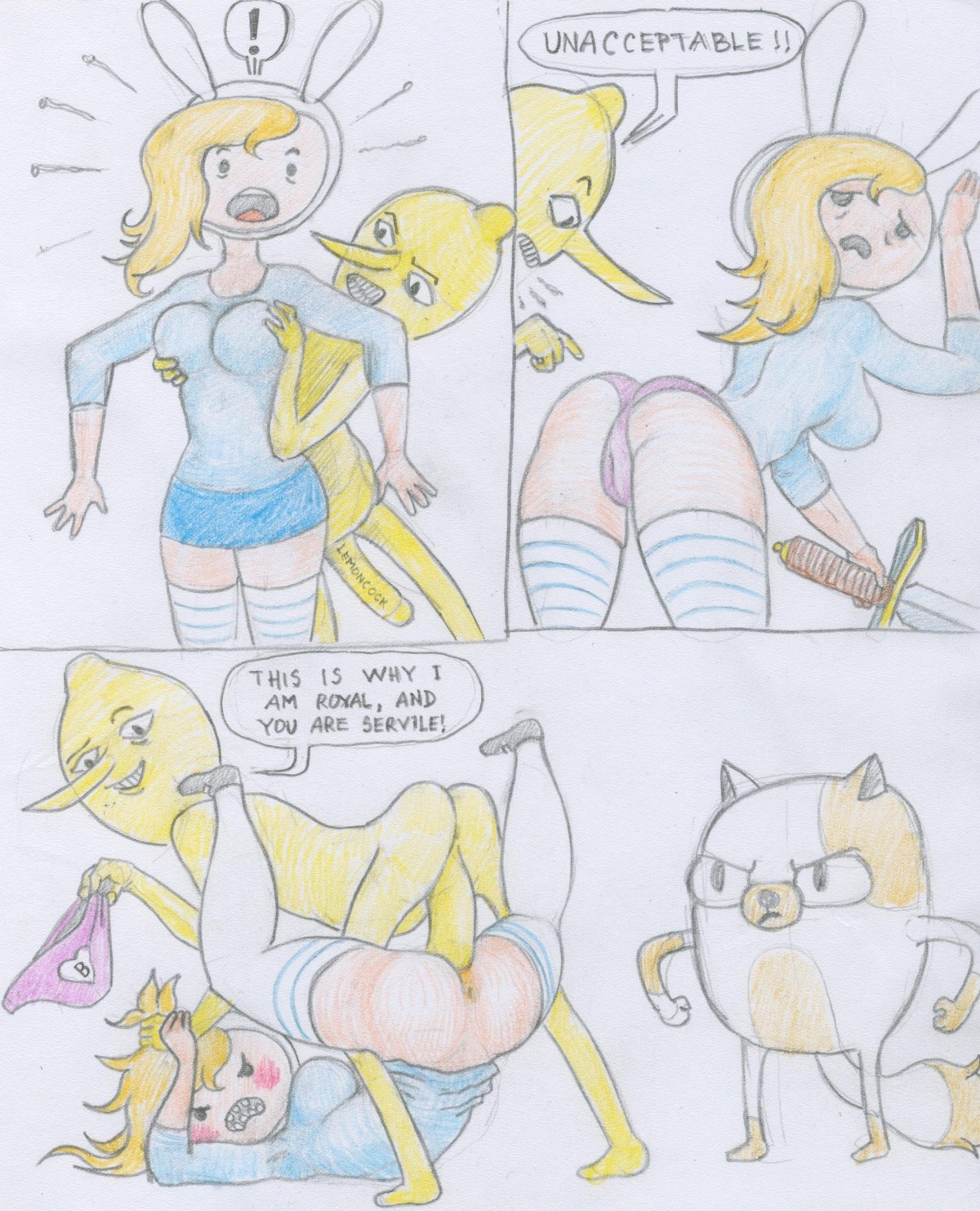 adventure_time cake_the_cat comic earl_lemongrab female fionna_the_human_girl rule34 tagme thighhighs
