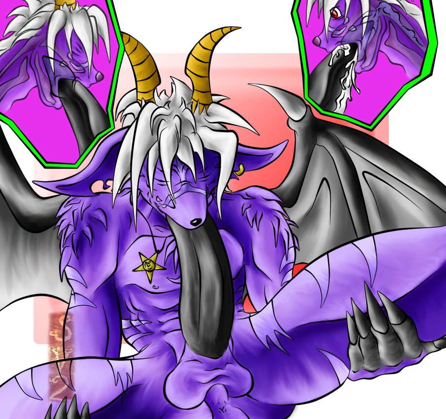abs anthro anus autofellatio balls buwaro_elexion claws closed_eyes cum cum_in_mouth demon fellatio hair horns male male_only necklace nipples nude oral piercings red_eyes rule34 slightly_damned solo spread_legs stripes webcomic white_hair wings