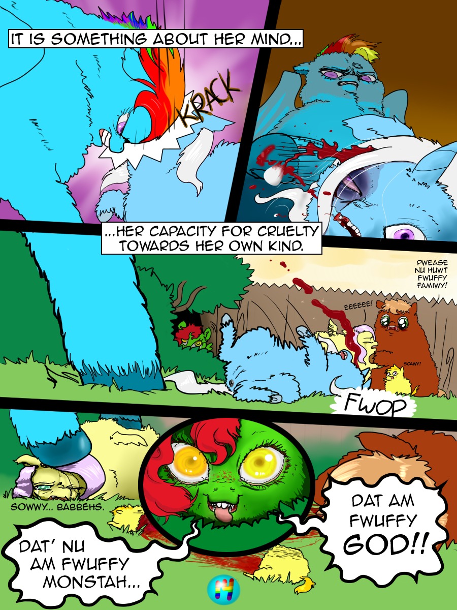 3:4 abuse anus blood blue_body blue_feathers blue_fur bodily_fluids bruised bruised_eye comic e621 english_text equid equine face_torture feathered_wings feathers female fluffy_pony fluffy_pony_(species) fluttershy_(mlp) friendship_is_magic fur genitals gore group hair hasbro head_torture headbutt hi_res mammal mouth_torture multicolored_hair my_little_pony mythological_creature mythological_equine mythology pegasus rainbow_dash_(mlp) rainbow_hair shadysmarty teeth text tooth_removal trixie_(mlp) vulva what where_is_your_god_now wings