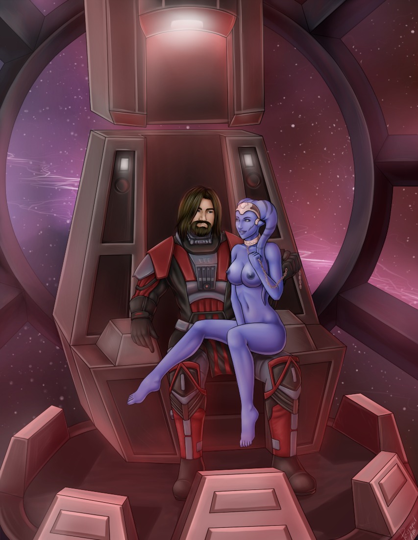1boy 1girls 2012 alien alien_girl areola areolae bioware blue_skin breasts clothed_male_nude_female female female_focus lucasfilm male nipples nude nude_female personalami rule34 sith star_wars star_wars:_the_old_republic twi'lek vette