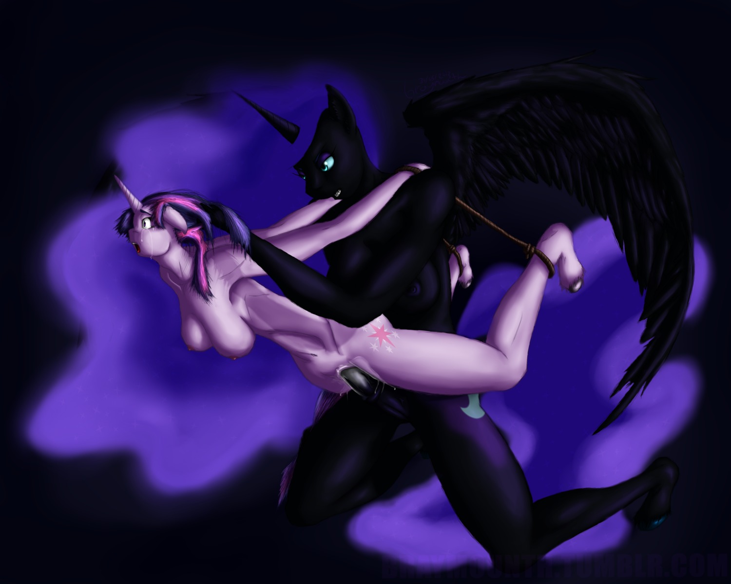 2013 5:4 absurd_res anthro anthrofied black_body black_feathers bodily_fluids bound braymounth breasts cutie_mark duo e621 equid equine erection feathered_wings feathers female female_penetrated forced friendship_is_magic genitals green_eyes gynomorph gynomorph/female gynomorph_penetrating gynomorph_penetrating_female hair hasbro hi_res horn intersex intersex/female intersex_penetrating intersex_penetrating_female kneeling mammal multicolored_hair my_little_pony mythological_creature mythological_equine mythology nightmare_moon_(mlp) nipples nude open_mouth penetration penile penile_penetration penis penis_in_vagina pulling_hair purple_hair rape sex tears touching_hair twilight_sparkle_(mlp) two_tone_hair unicorn vaginal vaginal_penetration vulva winged_unicorn wings
