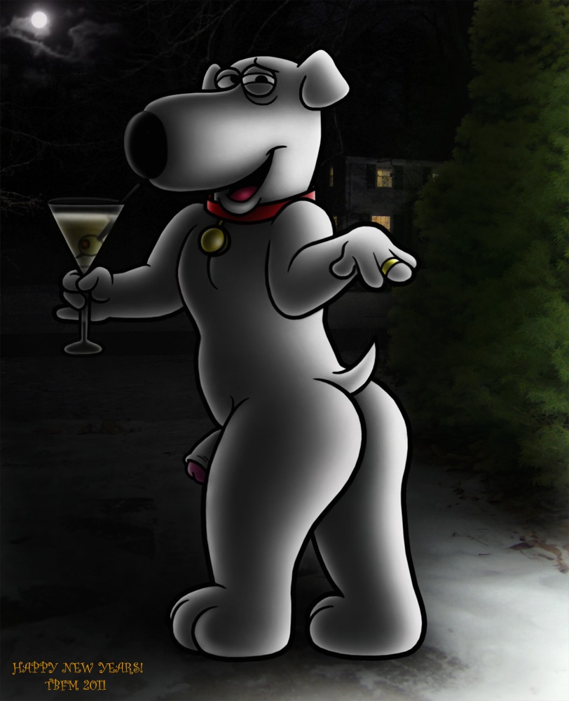 2011 anthro beverage brian_griffin butt canid canine canis collar domestic_dog drunk e621 english_text family_guy food foreskin genitals half-erect holiday_message holidays humanoid_genitalia humanoid_penis imminent_rape imminent_sex male mammal new_year nude partially_retracted_foreskin penis ring solo substance_intoxication tbfm text