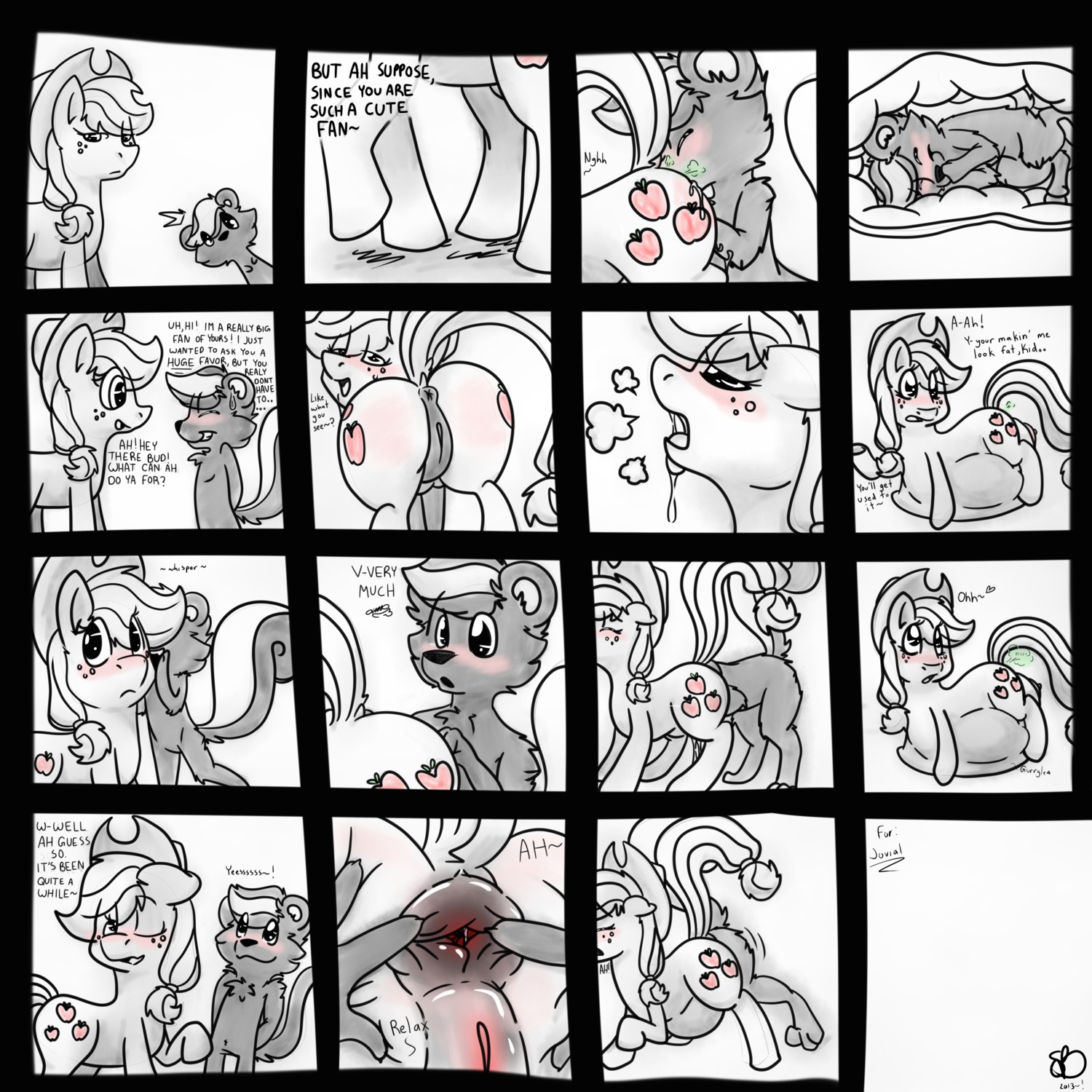 1:1 2013 absurd_res anal anal_vore anthro anthro_on_feral anus applejack_(mlp) backsash bestiality big_butt black_and_white black_nose blush butt clothing comic cowboy_hat cutie_mark dialogue duo e621 earth_pony english_text equid equine eyes_closed fart fart_fetish farting_on_another farting_on_face farting_on_prey female feral fluffy freckles friendship_is_magic fully_inside fur genitals hair hasbro hat headgear headwear hi_res horse internal interspecies looking_back male mammal mephitid monochrome my_little_pony nose_to_anus nude one_eye_closed open_mouth partially_inside pony presenting presenting_hindquarters shadow simple_background skunk smile spread_anus spreading teeth text tongue tongue_out vore vulva wink