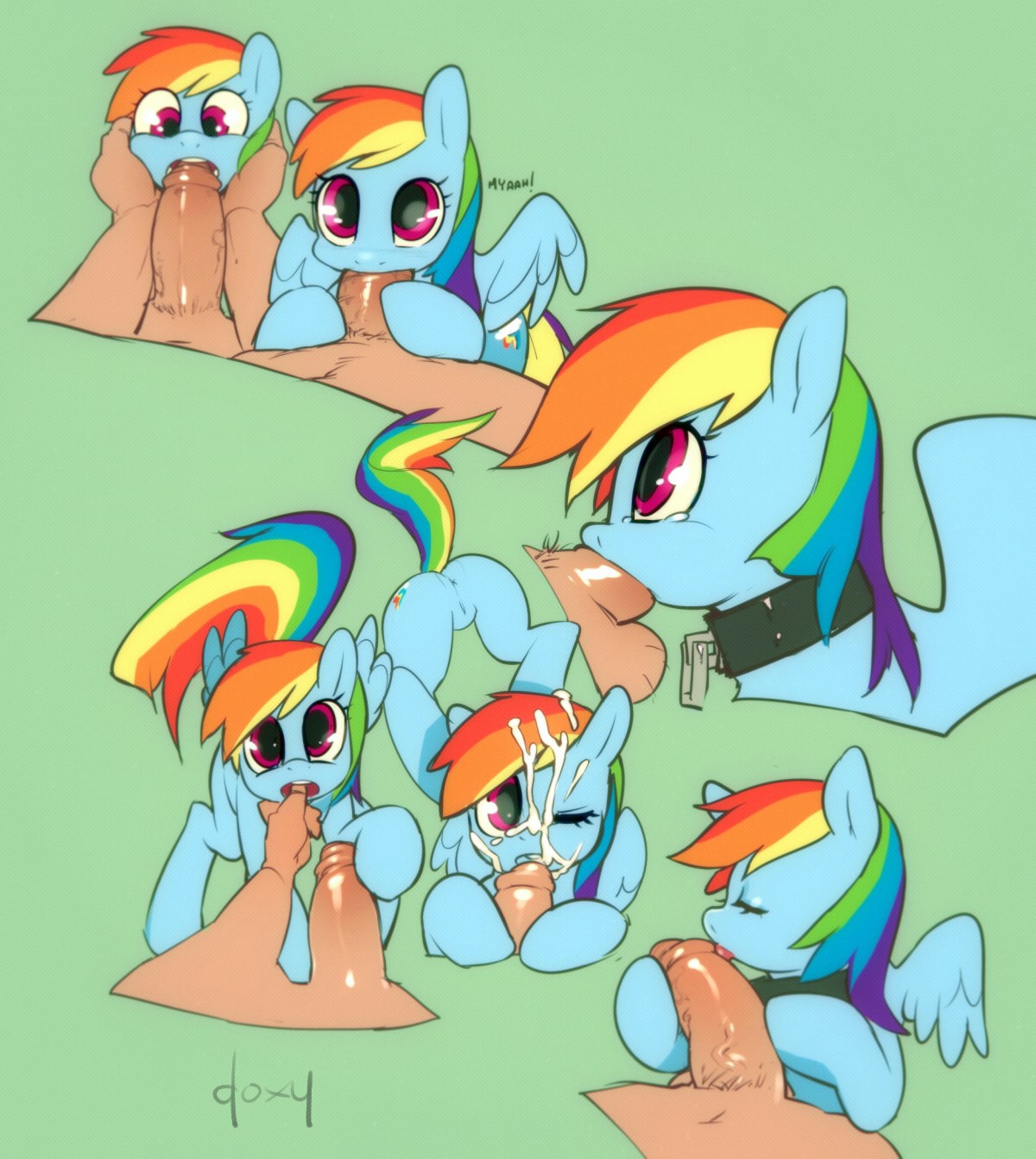 bestiality blue_body blue_feathers blue_fur bodily_fluids butt collar cum cum_on_face doxy duo e621 equid equine erection feathered_wings feathers fellatio female female_focus female_penetrated feral first_person_view friendship_is_magic fur genital_fluids genitals hair hasbro hi_res human human_on_feral humanoid_genitalia humanoid_penis interspecies licking looking_at_viewer male male/female male_human male_on_feral male_penetrating male_penetrating_female mammal messy montage multicolored_hair multicolored_tail my_little_pony mythological_creature mythological_equine mythology oral oral_invitation oral_penetration orgasm pegasus penetration penile penis penis_lick rainbow_dash_(mlp) rainbow_hair rainbow_tail sex simple_background solo_focus tail tongue tongue_out vulva wings