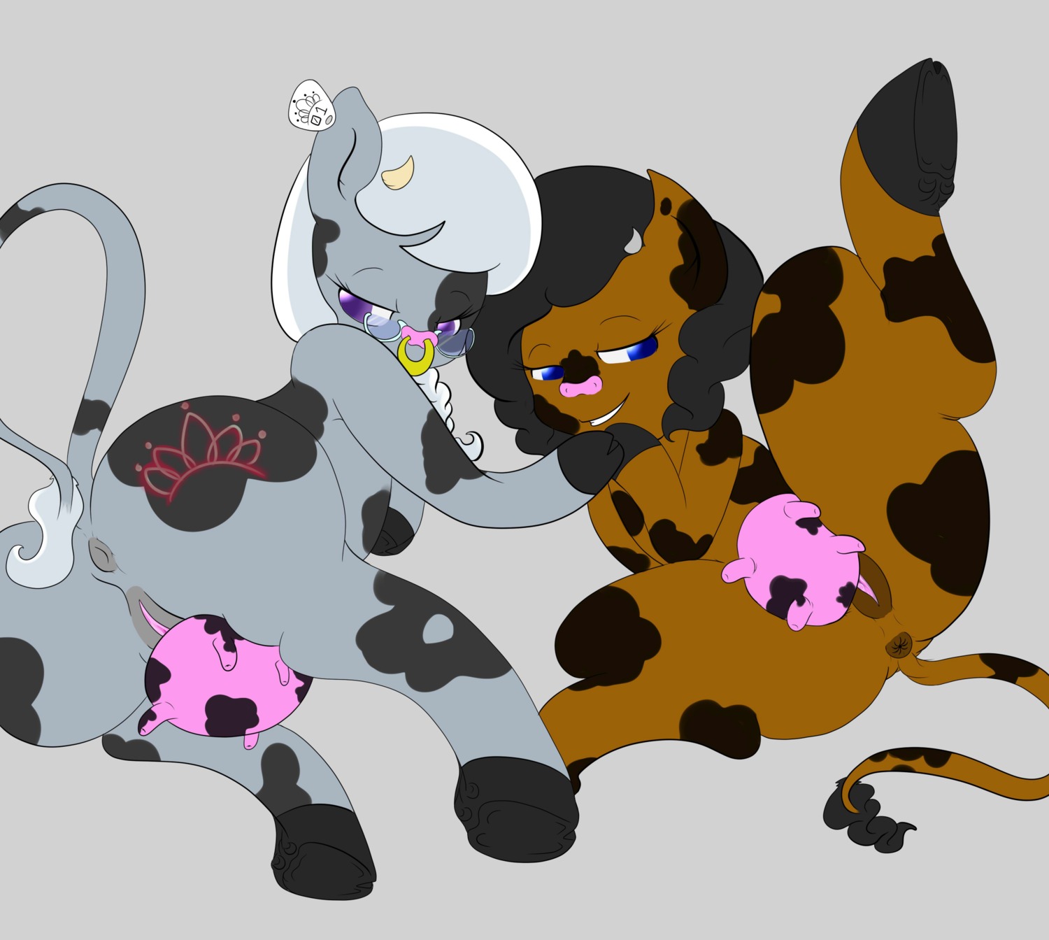 aged_up alazak alternate_species bovid bovine branded cattle duo e621 fan_character female friendship_is_magic genitals hasbro hi_res hooves mammal my_little_pony silver_spoon_(mlp) simple_background teats udders vulva