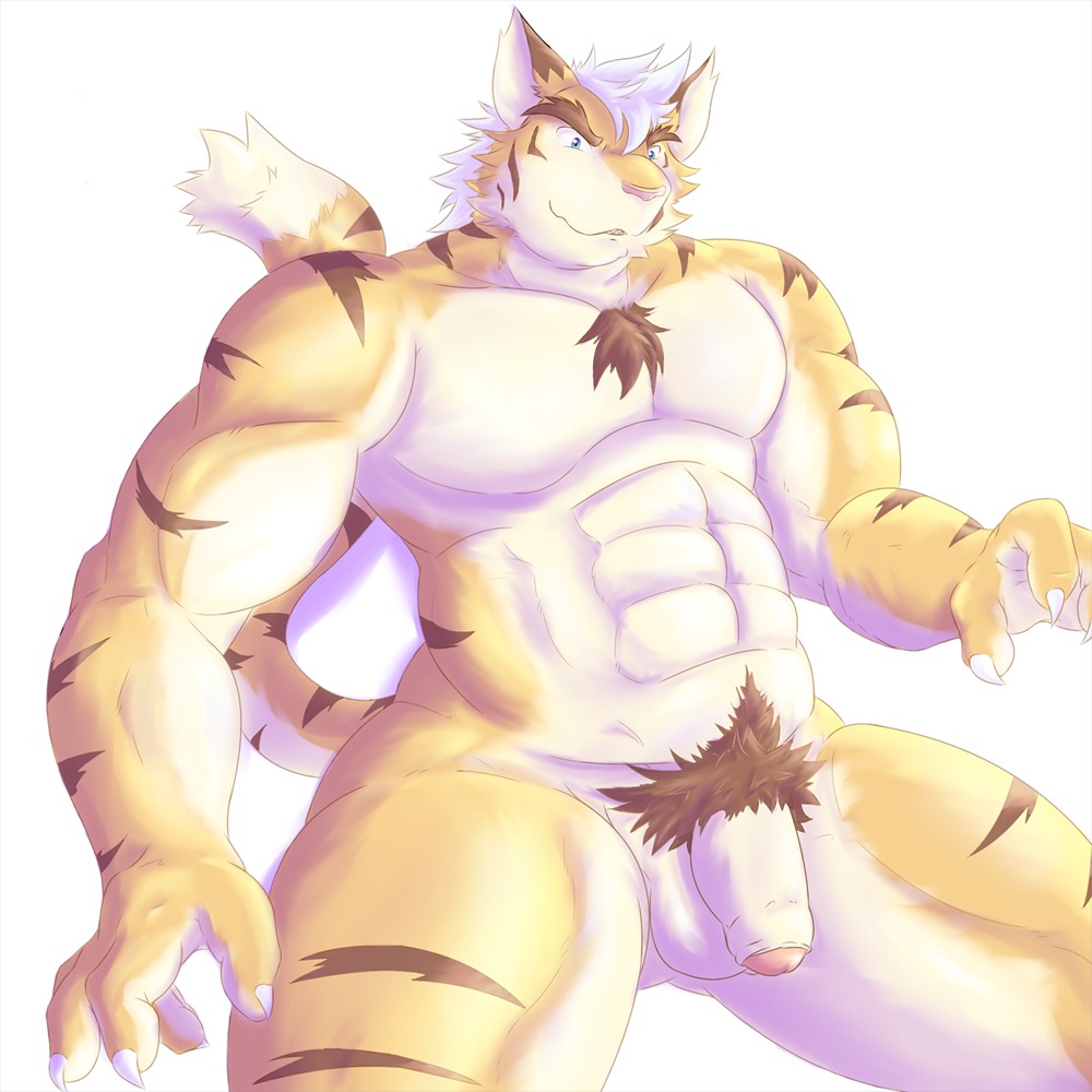 1:1 2014 abs anthro athletic balls biceps big_muscles big_penis biped blue_eyes brown_body brown_fur chest_tuft claws e621 fangs felid flaccid foreskin fur genitals glans grin hair hati-skm humanoid_genitalia humanoid_penis male mammal markings muscular muscular_anthro muscular_male nude pantherine partially_retracted_foreskin pecs penis pink_glans pink_nose pose pubes simple_background sitting smile solo stripes tan_body tan_fur teeth thick_penis tiger tuft vein white_body white_fur white_hair white_penis