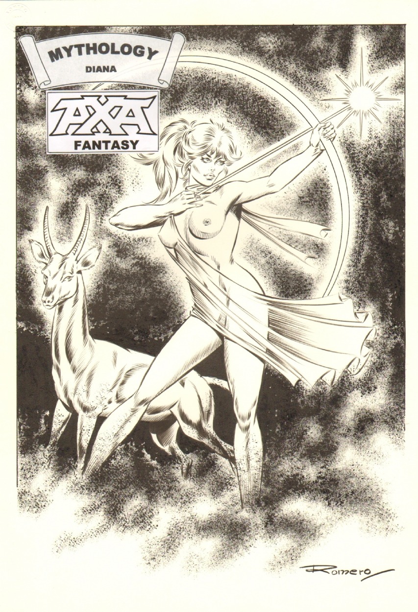 1girls ambiguous_gender animal artist_signature axa axa_(series) border bow_(weapon) breasts cosplay deer deity diana_(roman_mythology) drawing_bow earrings english_text european_mythology female female_pubic_hair feral goddess holding holding_bow_(weapon) holding_weapon human jewelry logo long_hair medium_breasts monochrome mythology nipples nude ponytail pubic_hair public_domain roman_mythology rule34 signature solo tagme weapon