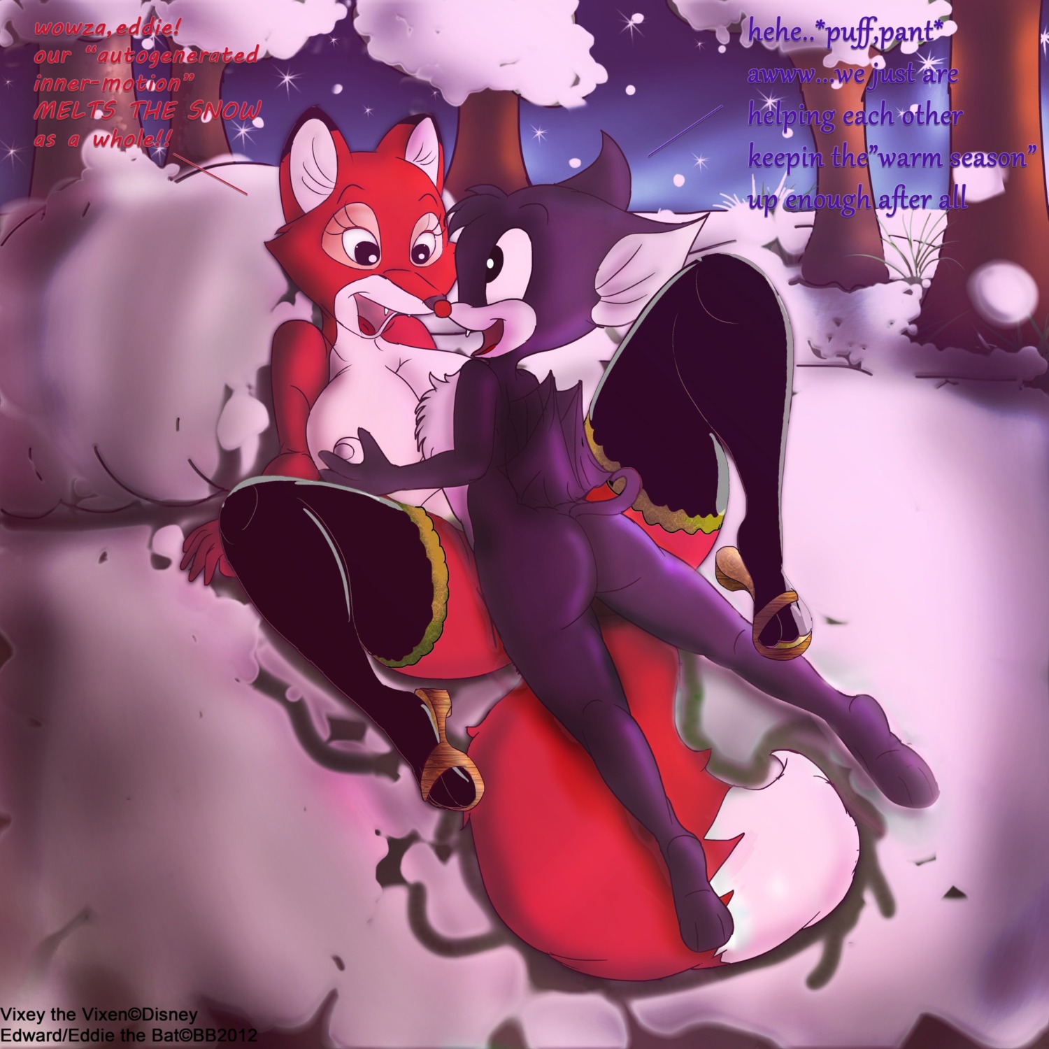 1:1 anthro anthro_on_anthro breasts canid canine dipstick_tail disney duo e621 female fox hi_res mammal markings outside penetration red_fox sex snow tail tail_markings the_fox_and_the_hound thespringmousestof true_fox vixey_(tfath) winter