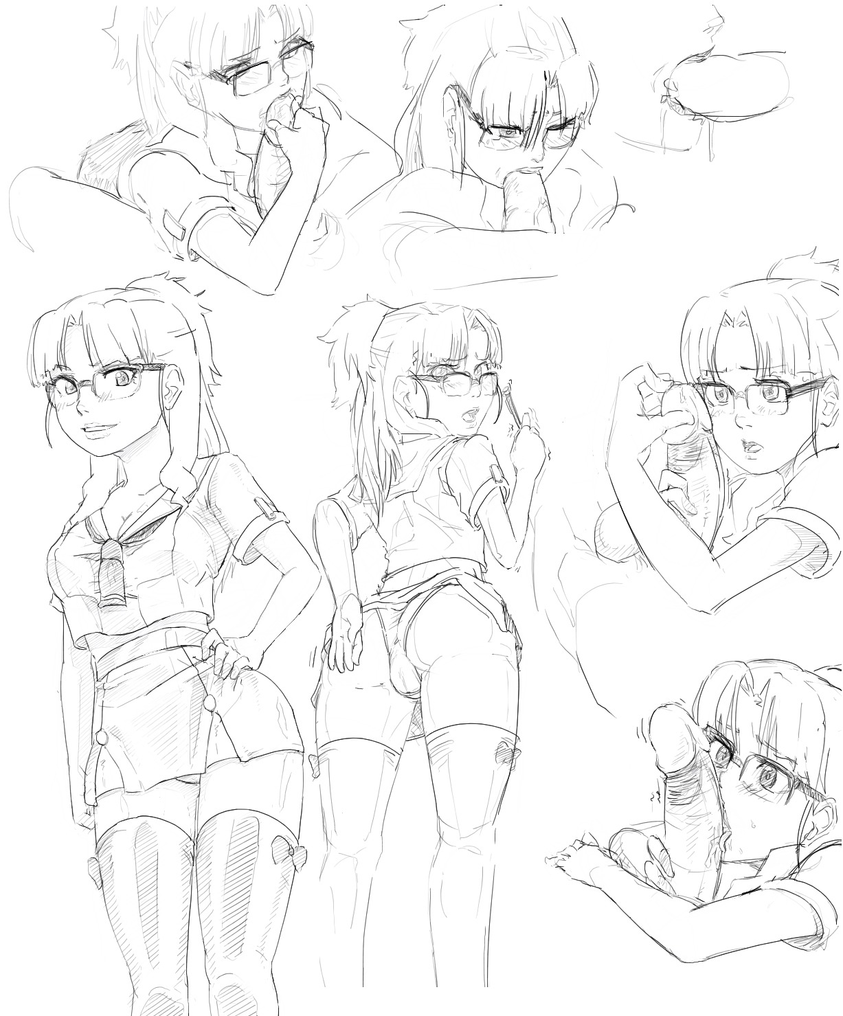 artist_request clothing female glasses macross macross_frontier male matsuura_nanase oral_sex panties partial_male rule34 skirt stockings