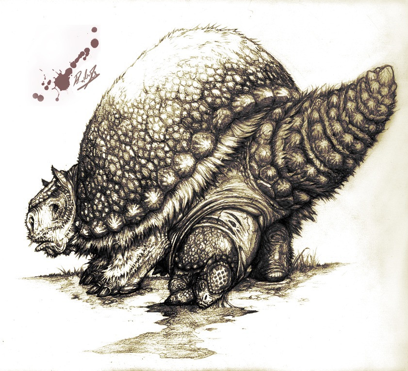 2009 armadillo birth e621 female feral genitals glyptodon glyptodont iririv mammal neonate pregnant prehistoric_species solo vulva xenarthran young
