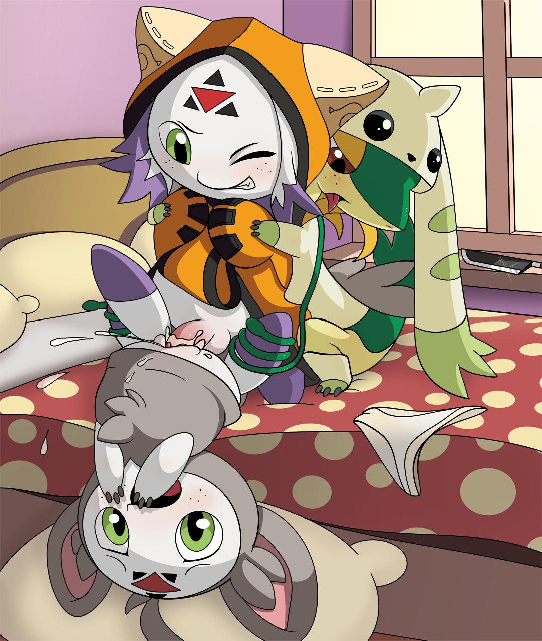 baginazard crossover culumon digimon digimon_(species) digimon_tamers female freckles jubei_(blazblue) monster_boy pokemon pokemon_(species) rule34 snivy