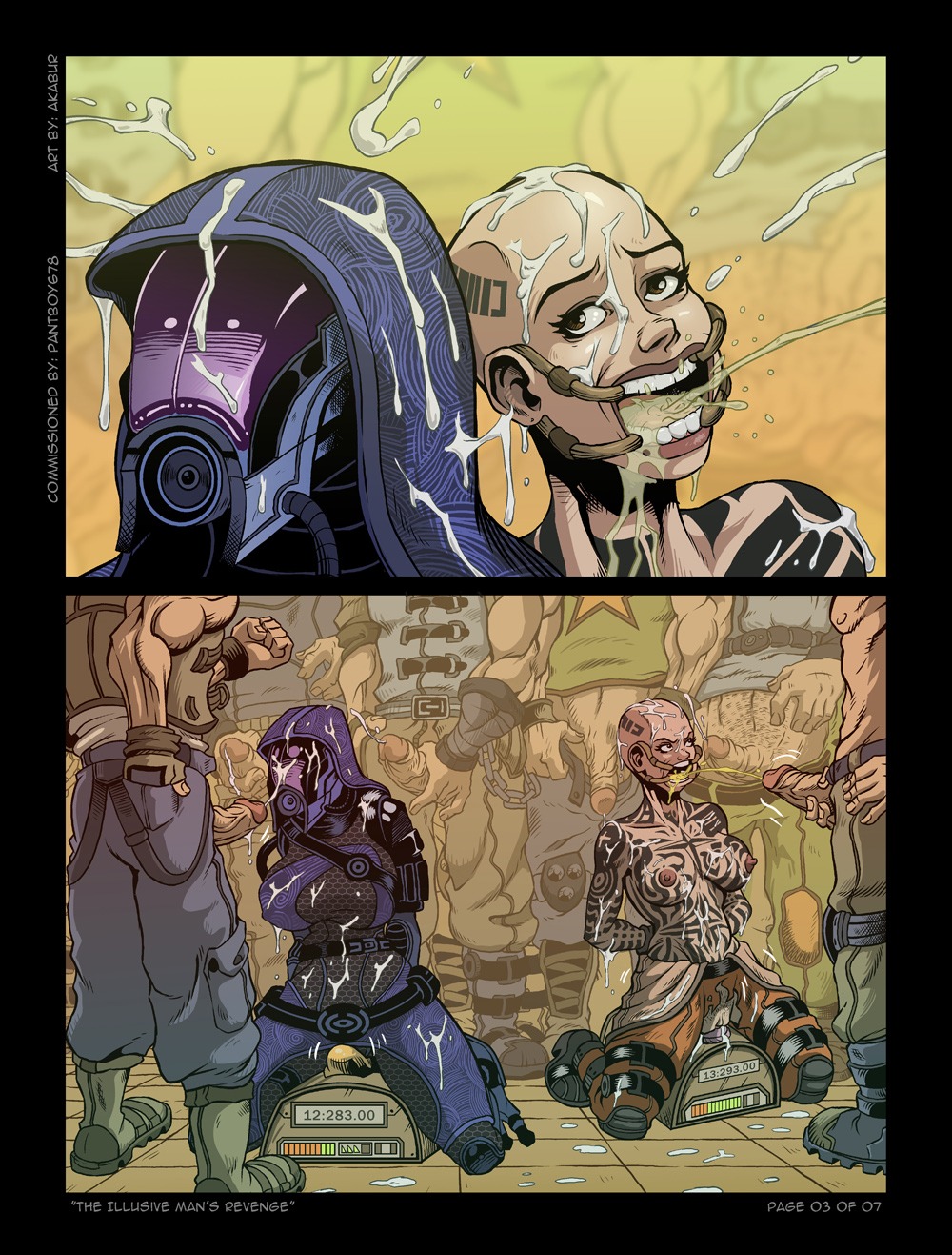 akabur angry arms_behind_back bald_female bondage breasts bukkake comic crotch_cutout cum cum_on_breasts cum_on_face cum_on_mask dental_gag drinking_pee female gag gangbang hands_behind_back humiliation illusive_man's_revenge jack_(mass_effect) kneeling male mask masked_female mass_effect medium_breasts multiple_subs open_mouth_gag page_3 pee_in_mouth peeing peeing_in_mouth peeing_on_another piss pissing pissing_in_mouth pubic_stubble public public_humiliation public_urination public_use quarian rape rule34 sex_machine sex_slave spider_gag straddling subject_zero tali'zorah_nar_rayya tattoo topless urinating urinating_male urination urine urine_in_mouth urine_stream