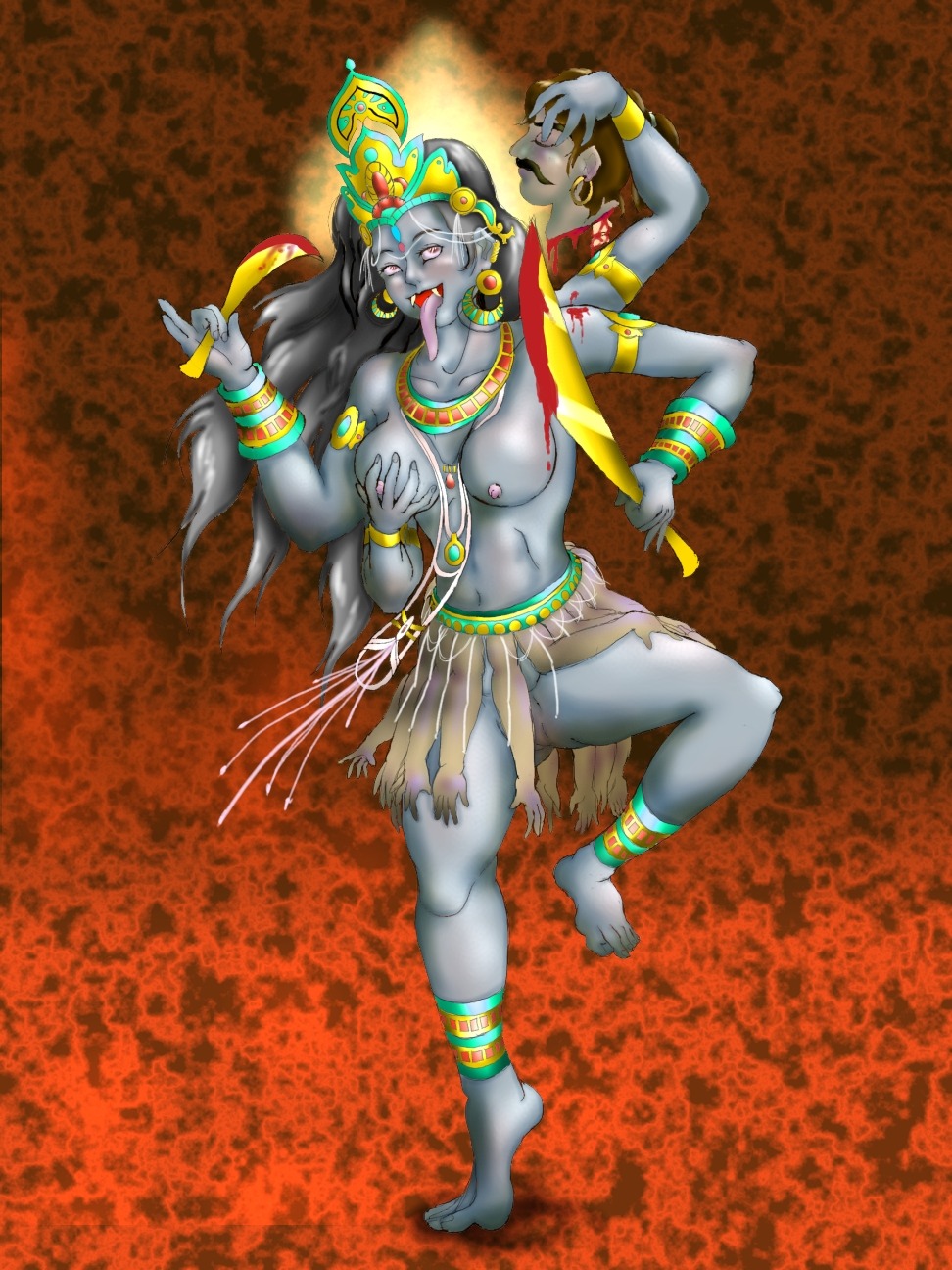 1girls breasts female hindu_goddess hindu_mythology hinduism kali kali_ma_(hinduism) mythology raktabija rule34 tasteful_nudity