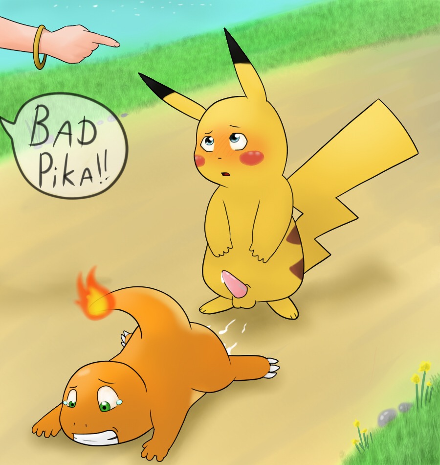 after_sex blush charmander color cum day feral fire fur human interspecies male male_only multiple_males nintendo nude outdoors penis pikachu pok&eacute;mon_(species) pokemon pokemon_(species) pokemon_rgby rule34 scolding tail tail_fire
