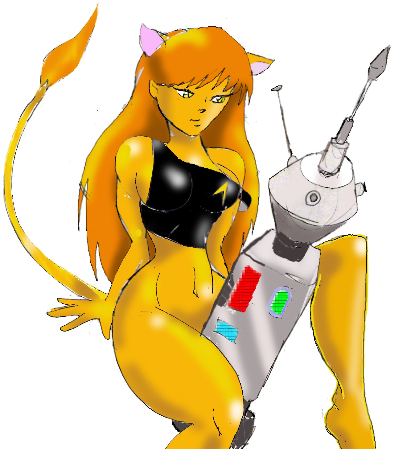 1girls alien anthro caitian_(species) cat_ears female female_only furry humanized humanoid inspector97 john_f._ridley navel nomad_probe orange_fur rule34 shiboline_m'ress solo solo_female star_trek star_trek_the_animated_series starfleet_insignia tail