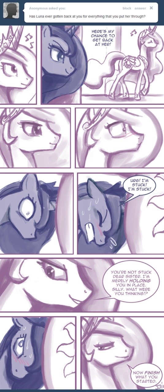 1_horn 2011 ambiguous_penetration ask_blog ask_princess_molestia blue_hair blush bodily_fluids butt clenched_teeth comic crown cutie_mark dialogue e621 english_text equid equine eyelashes eyes_closed fan_character feathered_wings feathers female female/female female_penetrated female_penetrating female_penetrating_female feral feral_on_feral feral_penetrated feral_penetrating feral_penetrating_feral friendship_is_magic fur hair hasbro headgear hi_res horn horn_fetish horn_penetration horn_play horn_sex incest_(lore) john_joseco lidded_eyes long_hair looking_at_viewer looking_back mammal moon multicolored_hair my_little_pony mythological_creature mythological_equine mythology penetration princess princess_celestia_(mlp) princess_luna_(mlp) princess_molestia quadruped royalty sex sibling_(lore) sister_(lore) sisters_(lore) smile smirk speech_bubble stated_incest sun surprise_sex surprised sweat tail talking_to_another talking_to_partner teeth text tiara tumblr unavailable_at_source unicorn unicorn_horn unsuspecting_victim user_avatar wide_eyed winged_unicorn wings