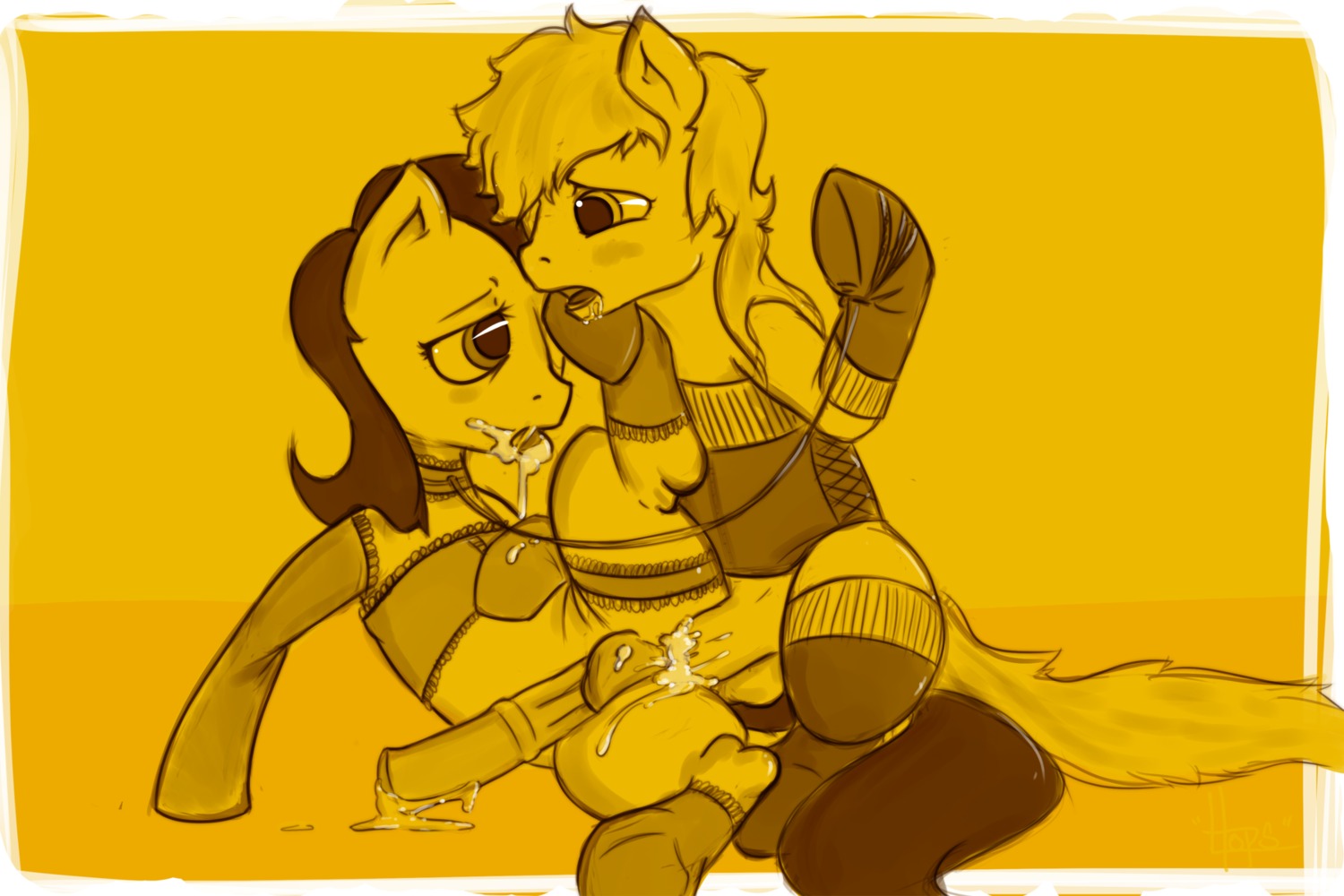 3:2 anal anal_orgasm anal_penetration animal_genitalia animal_penis balls bdsm bodily_fluids braeburn_(mlp) caramel_(mlp) clothed clothing collar crossdressing cum cum_in_ass cum_in_mouth cum_inside cum_on_tongue cum_while_penetrated digital_media_(artwork) dominant dominant_feral dominant_male dovne duo e621 earth_pony ejaculation equid equine equine_genitalia equine_penis erection femboy feral feral_on_feral feral_penetrated feral_penetrating feral_penetrating_feral friendship_is_magic fur genital_fluids genitals hair hands-free hasbro hi_res horse intraspecies leash legwear long_hair looking_pleasured male male/male male_penetrated male_penetrating male_penetrating_male mammal my_little_pony orgasm penetration penile penile_penetration penis penis_in_ass pony sex stockings submissive submissive_feral submissive_male tail thigh_highs tongue yellow_theme