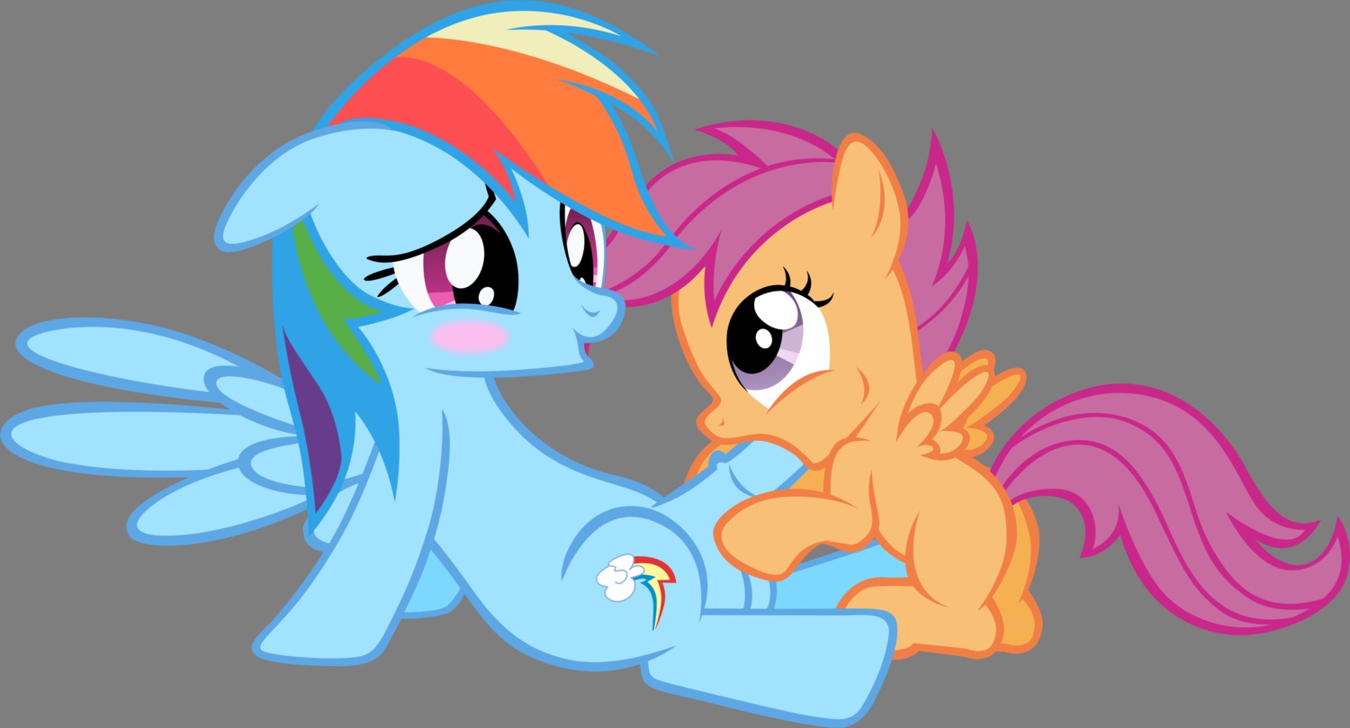 absurd_res alpha_channel badumsquish blue_body blue_feathers blue_fur duo e621 equid equine feathered_wings feathers female feral friendship_is_magic fur gynomorph hair hasbro hi_res intersex mammal multicolored_hair my_little_pony mythological_creature mythological_equine mythology on_model pegasus rainbow_dash_(mlp) rainbow_hair scootaloo_(mlp) tail wings young young_feral