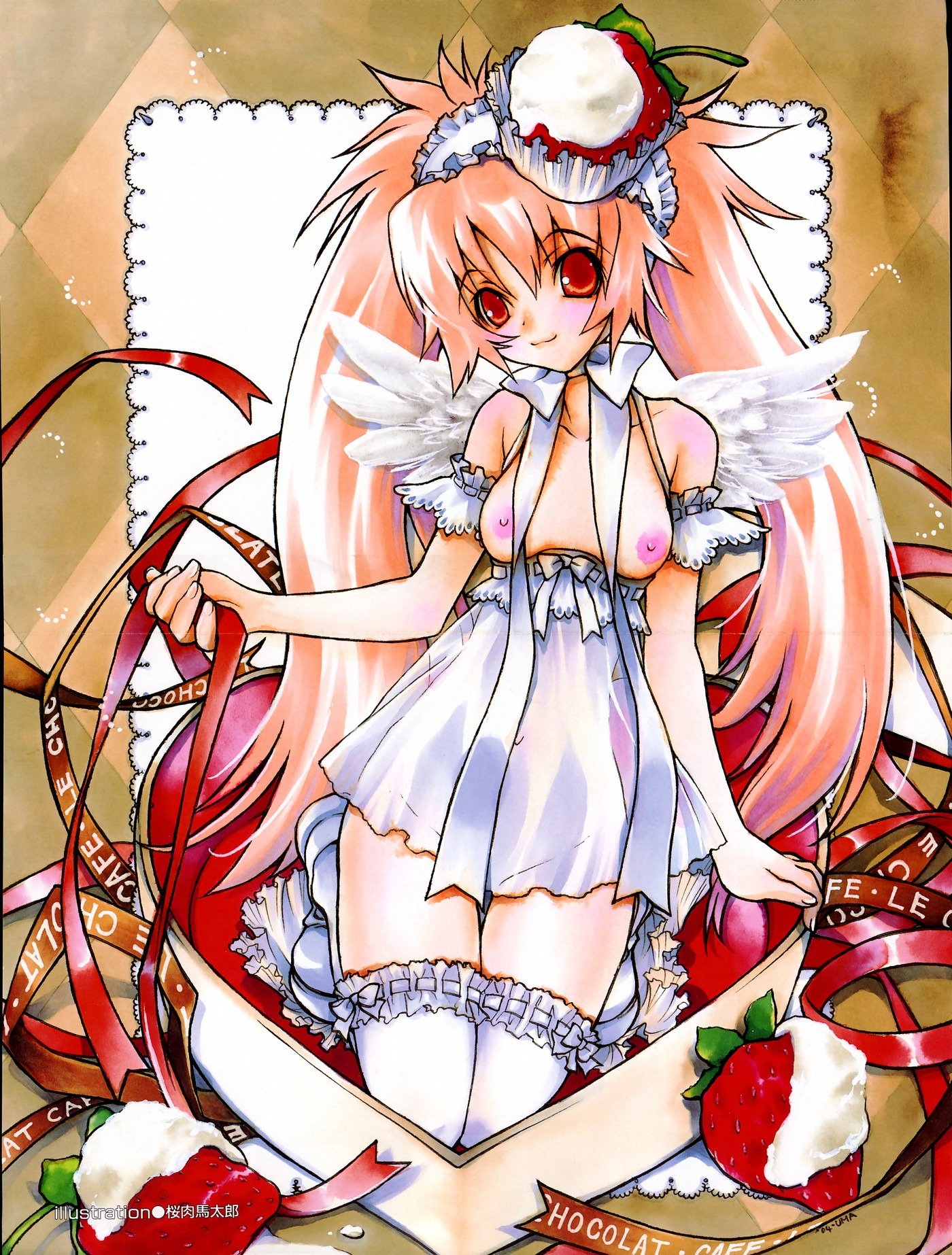 cream female orange_hair red_eyes rule34 sakuraniku_umatarou strawberries tagme valentine wings