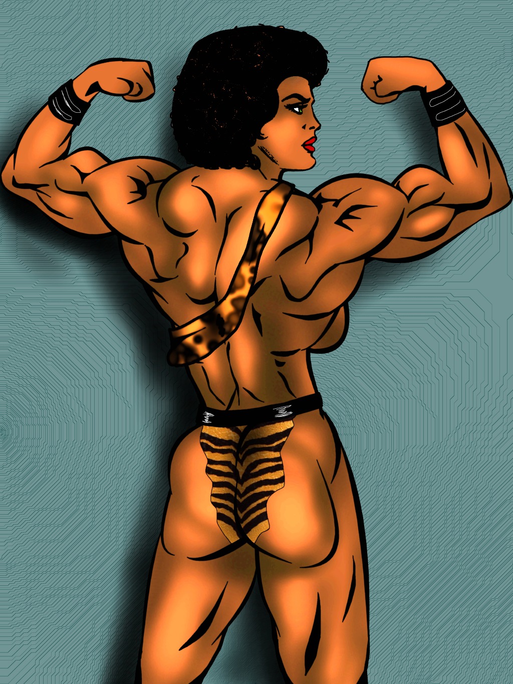 back_view biceps breasts female female_only flexing ihcoyc muscles muscular muscular_female rule34 sideboob solo tagme