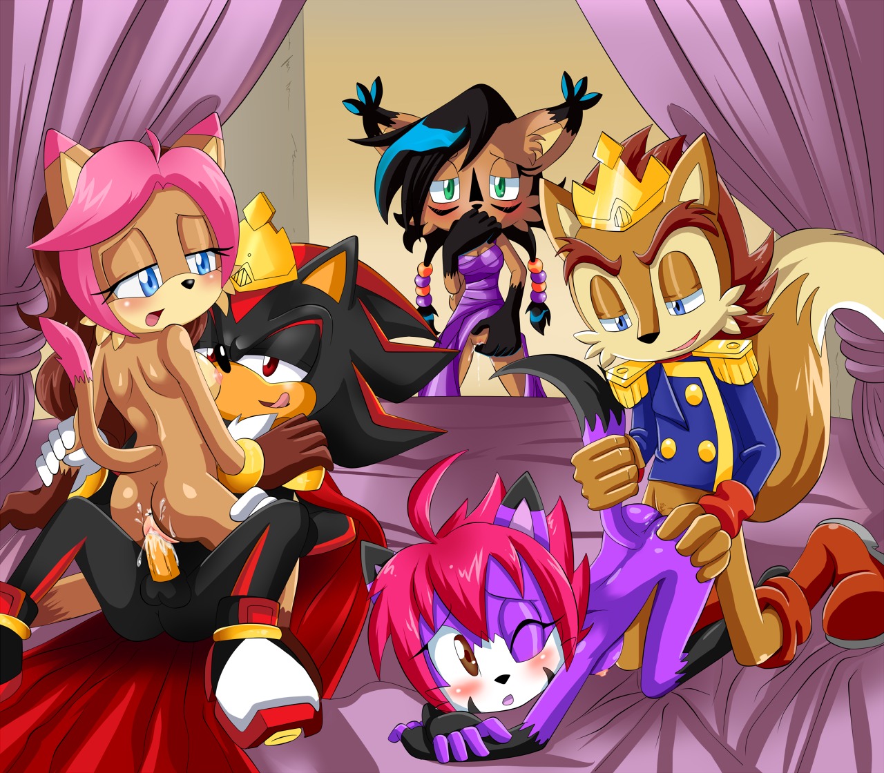 anthro archie_comics artificial_intelligence beads being_watched big_eyes big_head black_body black_fur blush bottomless breasts butt canon_x_oc cape clothed clothed/nude clothed_male clothed_sex clothing covering covering_mouth covering_own_mouth covering_self crown digital_creature e621 ear_tuft elias_acorn erection eulipotyphlan fan_character felid feline female footwear foursome fur genitals group group_sex headgear hedgehog inner_ear_fluff interspecies looking_at_another lynx male male/female mammal masturbation mostly_nude nicole_the_lynx nude orange_penis penis roxy_cerise royalty sega sex shadow_the_hedgehog shoes sonic_the_hedgehog sonic_the_hedgehog_(archie) sonic_the_hedgehog_(comics) sonic_the_hedgehog_(series) steel_tigerwolf stella_the_cat tail toony tuft vaginal vaginal_masturbation voyeur vulva