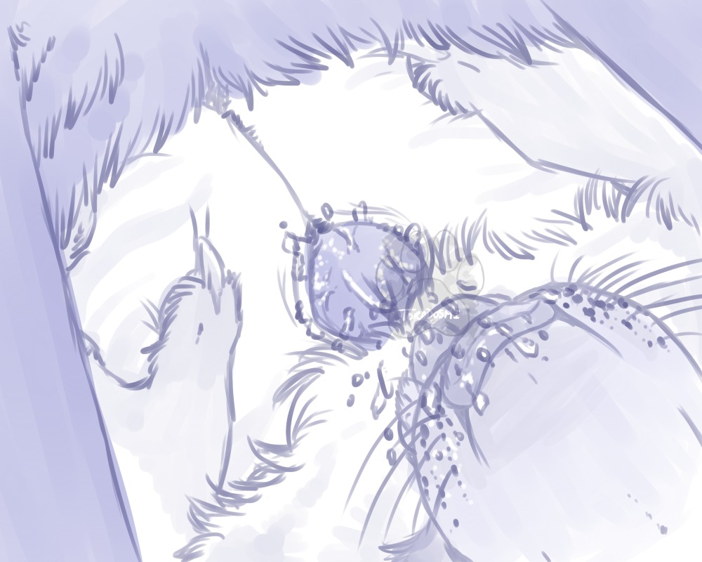 5:4 anthro blue_and_white bodily_fluids breast_play breasts canid canine canis cum duo e621 female genital_fluids genitals high-angle_view knot male male/female mammal monochrome penis sex titfuck toradoshi wolf
