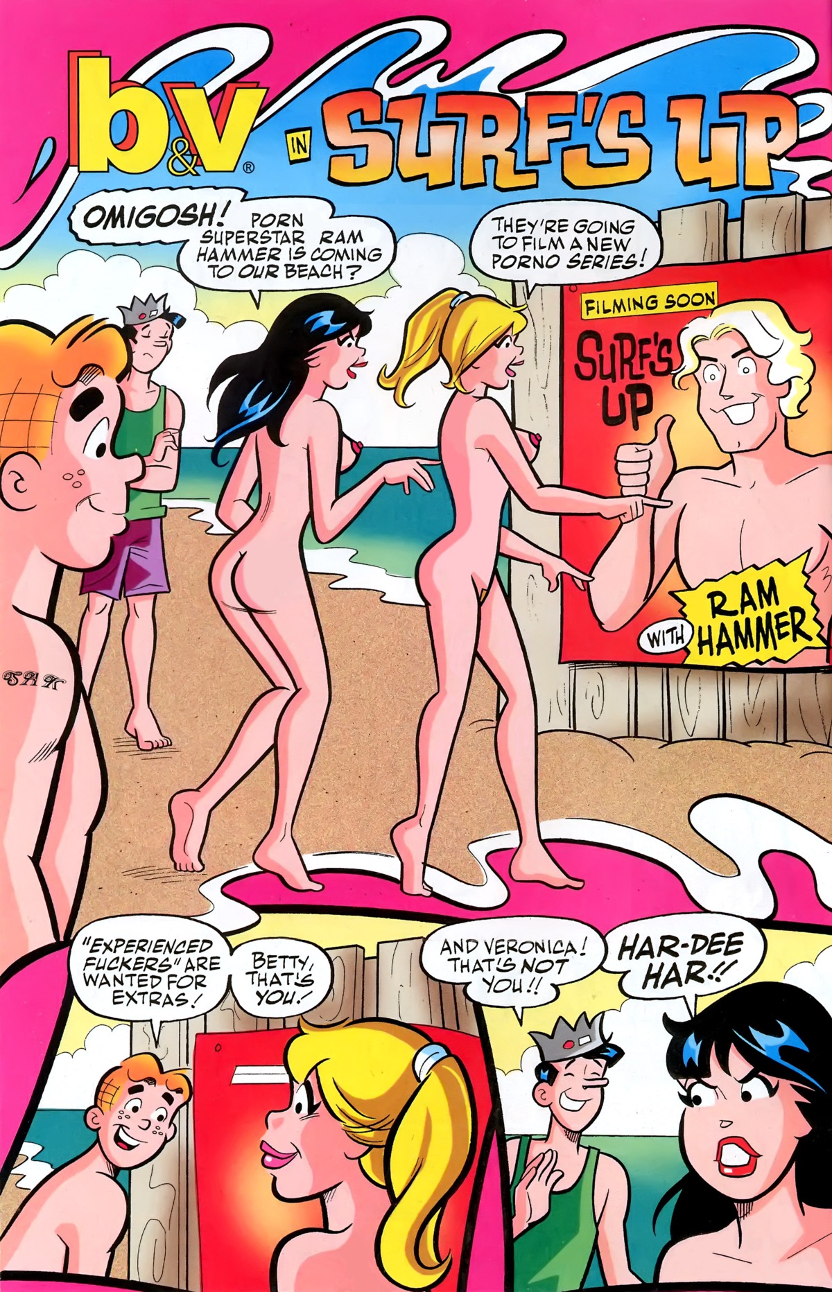 2girls archie_andrews archie_comics betty_and_veronica betty_cooper black_hair blonde_hair breasts female jughead_jones multiple_females multiple_girls nude rule34 sak veronica_lodge yuri