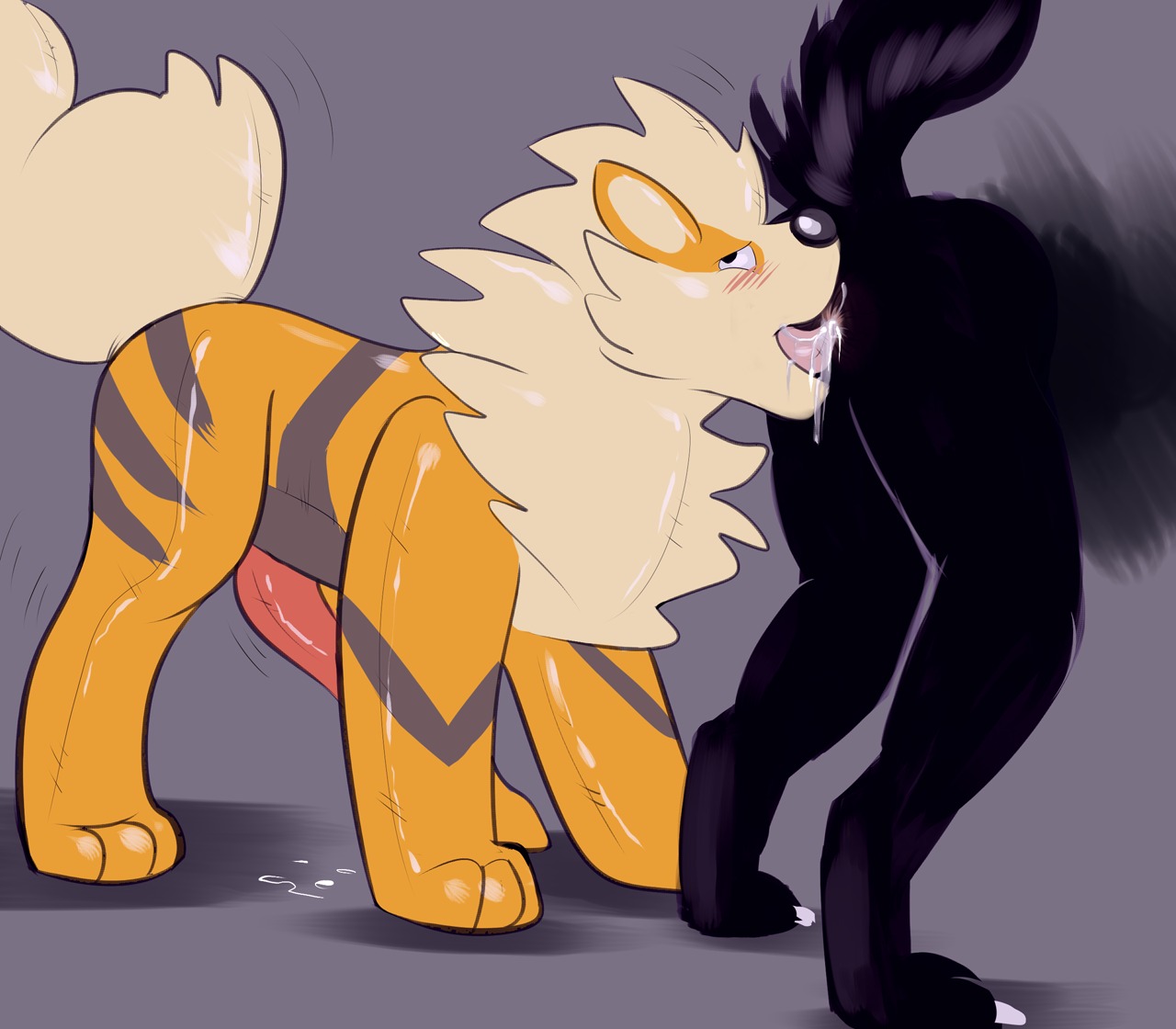 anal animate_inanimate arcanine blush bodily_fluids canid canine duo e621 erection feral feral_on_feral generation_1_pokemon genital_fluids genitals harlem inflatable interspecies living_inflatable male male/male male_penetrated male_penetrating male_penetrating_male mammal nintendo oral penetration penis pokemon pokemon_(species) precum raised_tail rimming saliva sex tail tongue