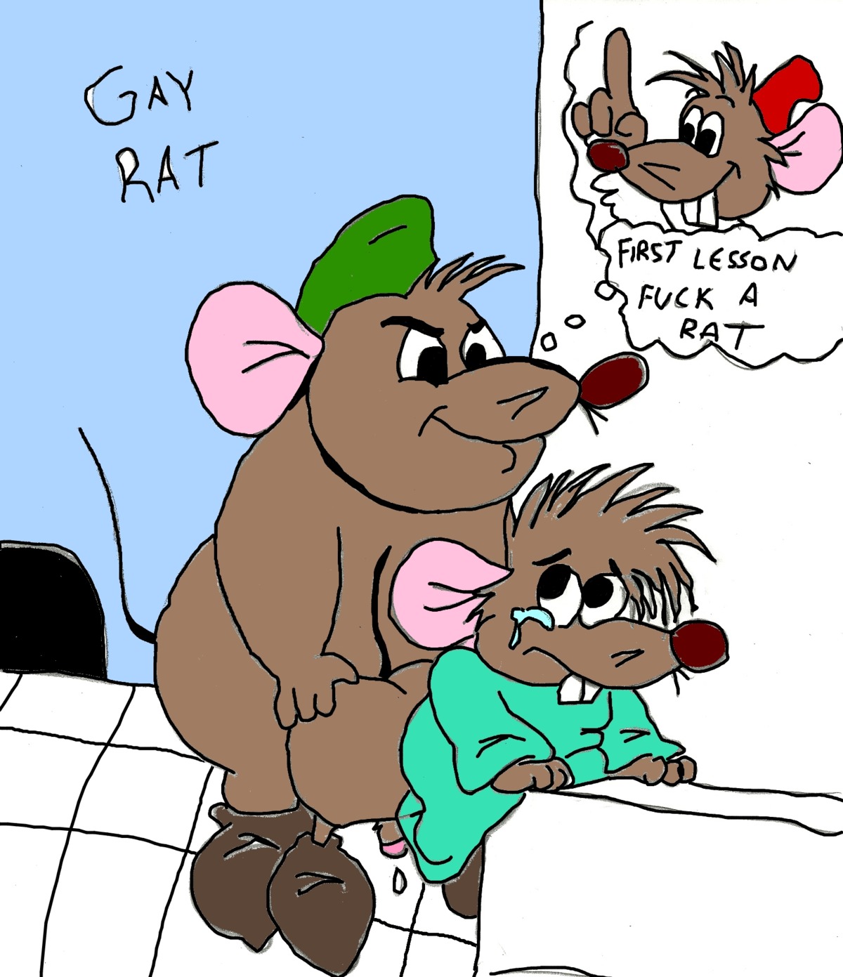 2boys cinderella_(1950_film) disney gay gay_rat gus_(cinderella) jaq_(cinderella) male male_only penis rough_sketch rule34 tears yaoi