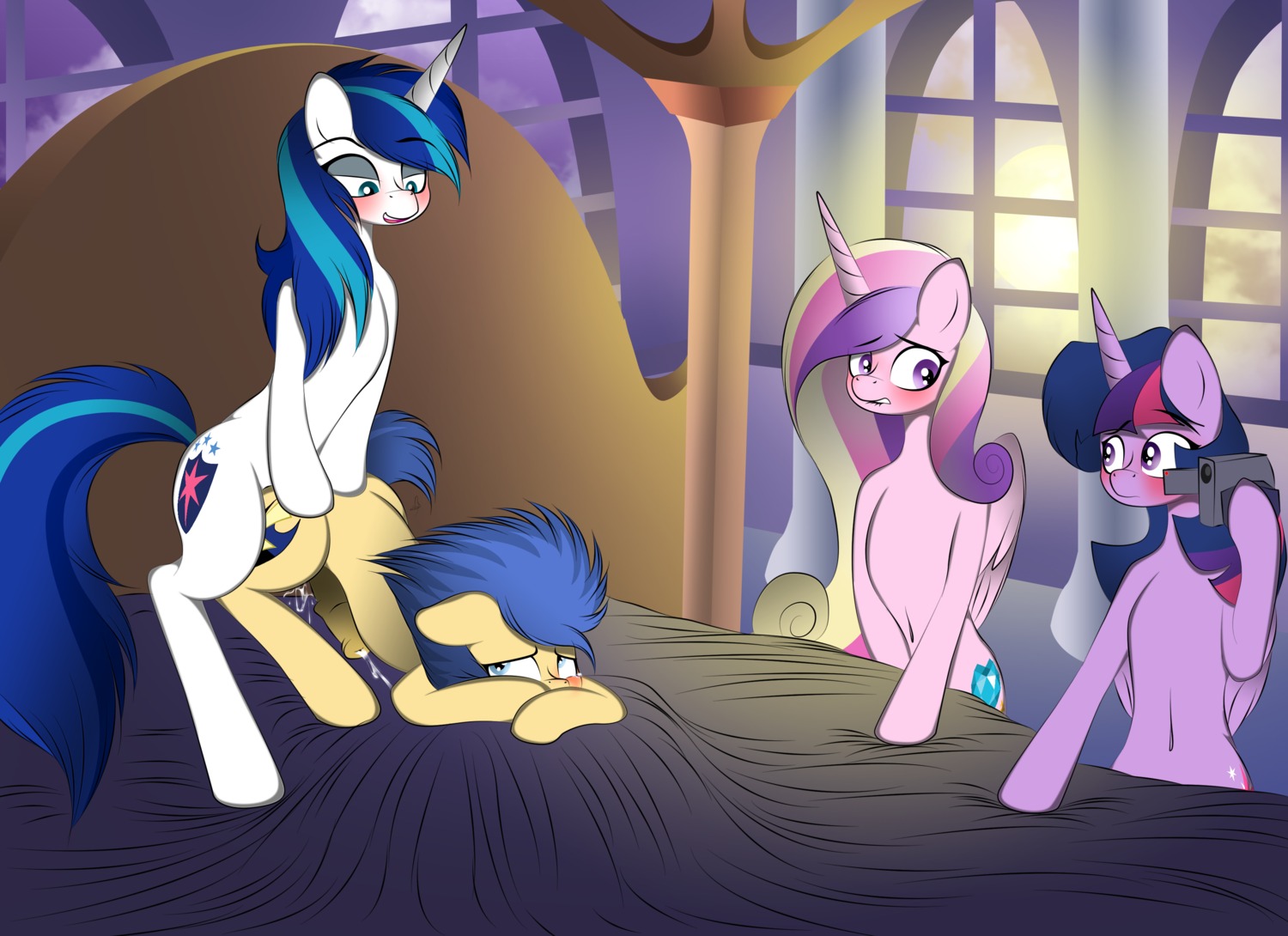2013 absurd_res all_fours alternate_species anal anal_orgasm anal_penetration animal_genitalia animal_penis bed bedroom blue_eyes blue_hair blush bodily_fluids cum cum_while_penetrated cumshot cutie_mark doggystyle e621 ejaculation equid equine equine_genitalia equine_penis erection feathered_wings feathers female femboy feral feral_on_feral feral_penetrated feral_penetrating feral_penetrating_feral flash_sentry_(mlp) forced forced_partners friendship_is_magic from_behind_position fur furniture genital_fluids genitals group hair hands-free hasbro hi_res horn horse incestuous_voyeur_(lore) looking_at_another male male/male male_penetrated male_penetrating male_penetrating_male mammal masturbation medial_ring multicolored_hair my_little_pony mythological_creature mythological_equine mythology orgasm penetration penile penile_penetration penis penis_in_ass pink_body pink_feathers ponification pony princess_cadance_(mlp) purple_body purple_eyes purple_feathers purple_fur purple_hair quadruped sex shining_armor_(mlp) tail twilight_sparkle_(mlp) two_tone_hair unicorn v-d-k voyeur winged_unicorn wings