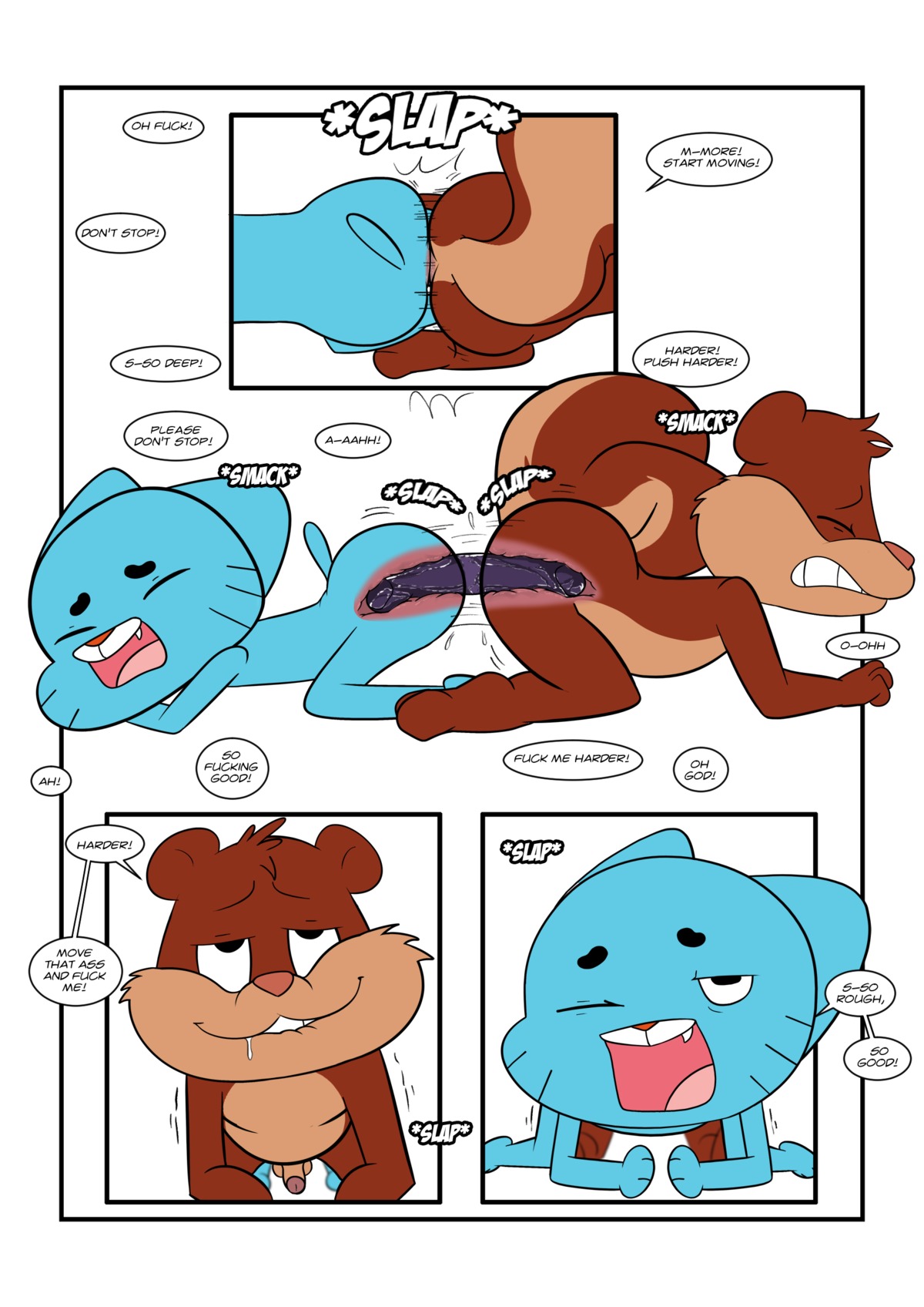 absurd_res anal anal_penetration animaniacs anthro anthro_on_anthro anthro_penetrated anthro_penetrating anthro_penetrating_anthro blue_body blue_fur bodily_fluids brown_body brown_fur cartoon_network comic dialogue dildo domestic_cat double_dildo duo e621 english_text erection eyes_closed felid feline felis fur genitals grey_squirrel gumball_watterson hi_res jerseydevil lube male male/male male_penetrated male_penetrating male_penetrating_male mammal multiple_scenes nude open_mouth penetration penis rodent saliva sciurid sex sex_toy shaking shota simple_background skippy_squirrel teeth text the_amazing_world_of_gumball toying_each_other tree_squirrel warner_brothers white_background young young_anthro young_male