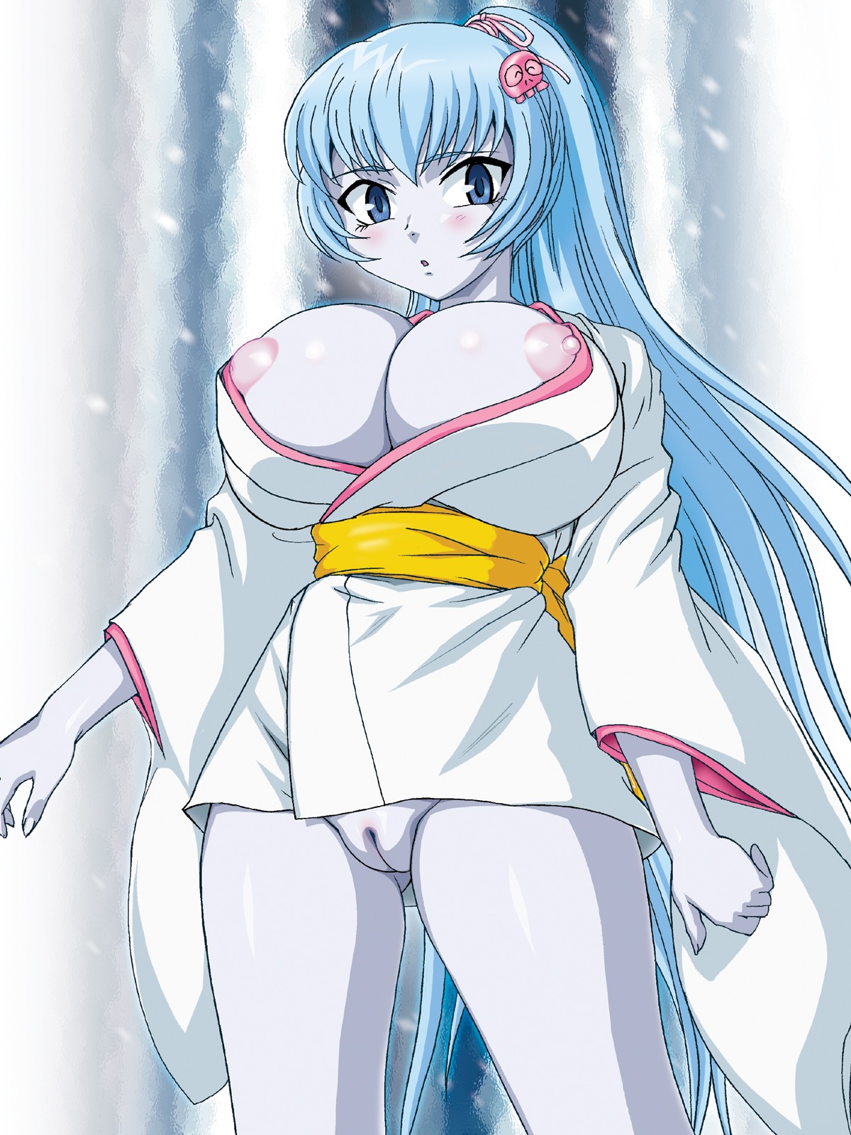 1girls aoi_(gegege_no_kitarou) blue_hair blue_skin breasts female gegege_no_kitarou genka_ichien humanoid large_breasts rule34 yokai yuki_onna