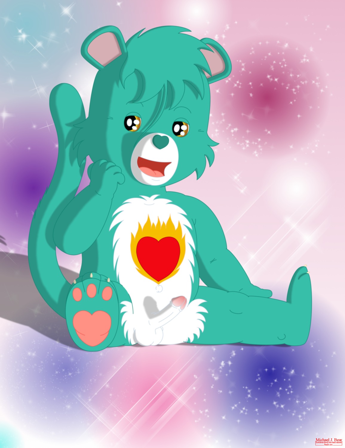 ageplay american_greetings anthro b_j_bear blaze_heart_panther care_bear_cousins care_bears cloudco domestic_cat e621 embarrassed erection fan_character felid feline felis foreskin genitals hi_res humanoid_genitalia humanoid_penis infantilism male mammal neonate penis pose retracted_foreskin roleplay solo young young_anthro young_male