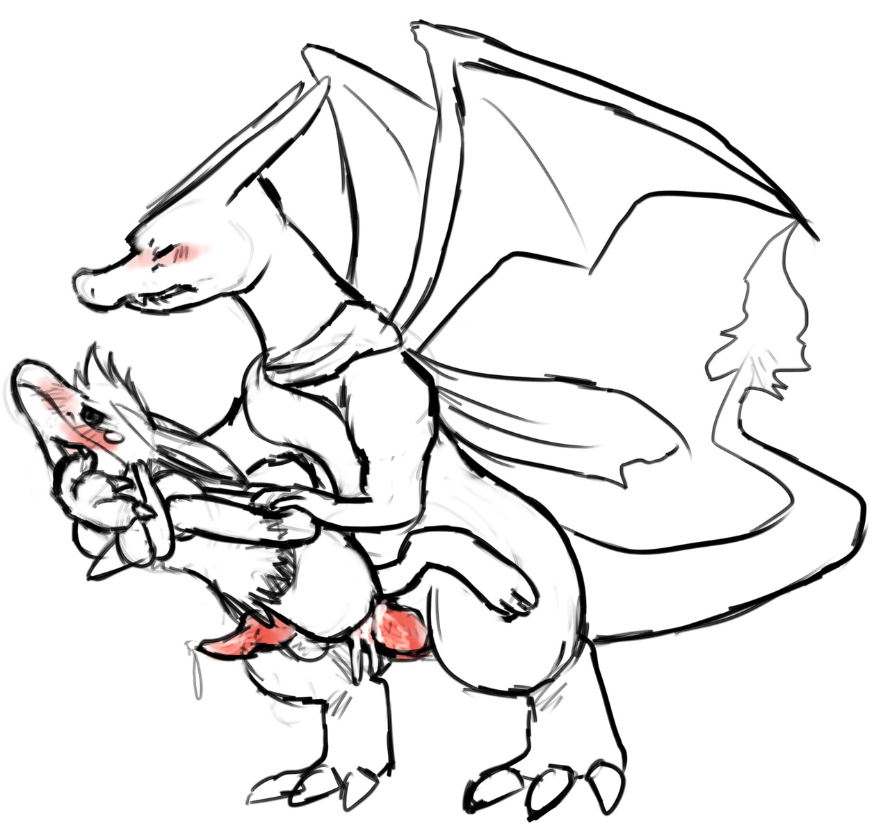 2012 anal anal_sex anthro charizard erection feral furry gay haychel lucario male nintendo no_humans penetration penis pokemon pokemon_(species) rule34 size_difference