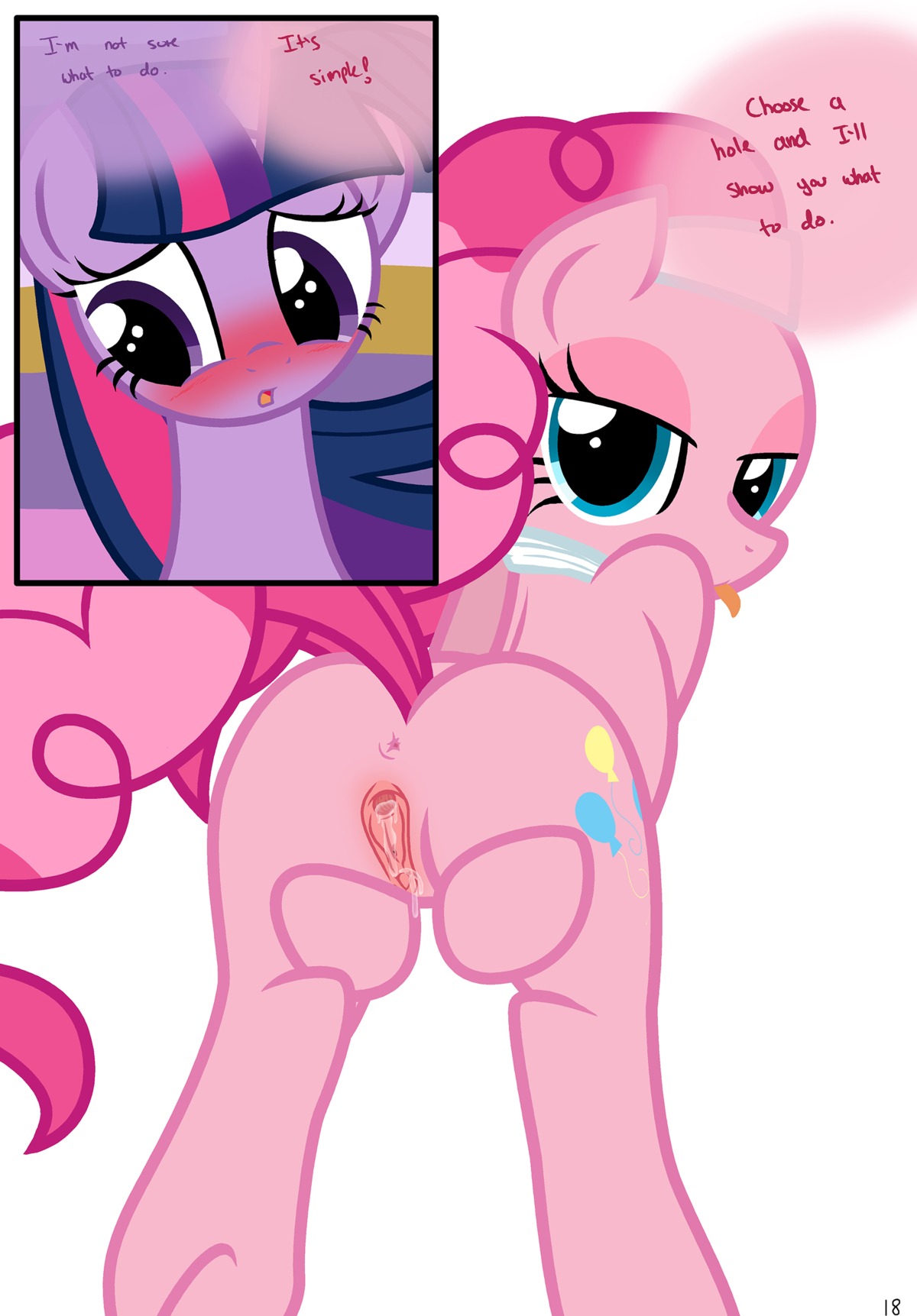 absurd_res anus blue_eyes bodily_fluids butt comic duo e621 earth_pony english_text equid equine female female/female feral friendship_is_magic fur genital_fluids genitals hair hasbro hi_res horn horse mammal multicolored_hair my_little_pony mythological_creature mythological_equine mythology pink_body pink_fur pink_hair pinkie_pie_(mlp) pony presenting purple_body purple_eyes purple_fur purple_hair pyruvate spa spread_vulva spreading text twilight_sparkle_(mlp) two_tone_hair unicorn vaginal_fluids vulva